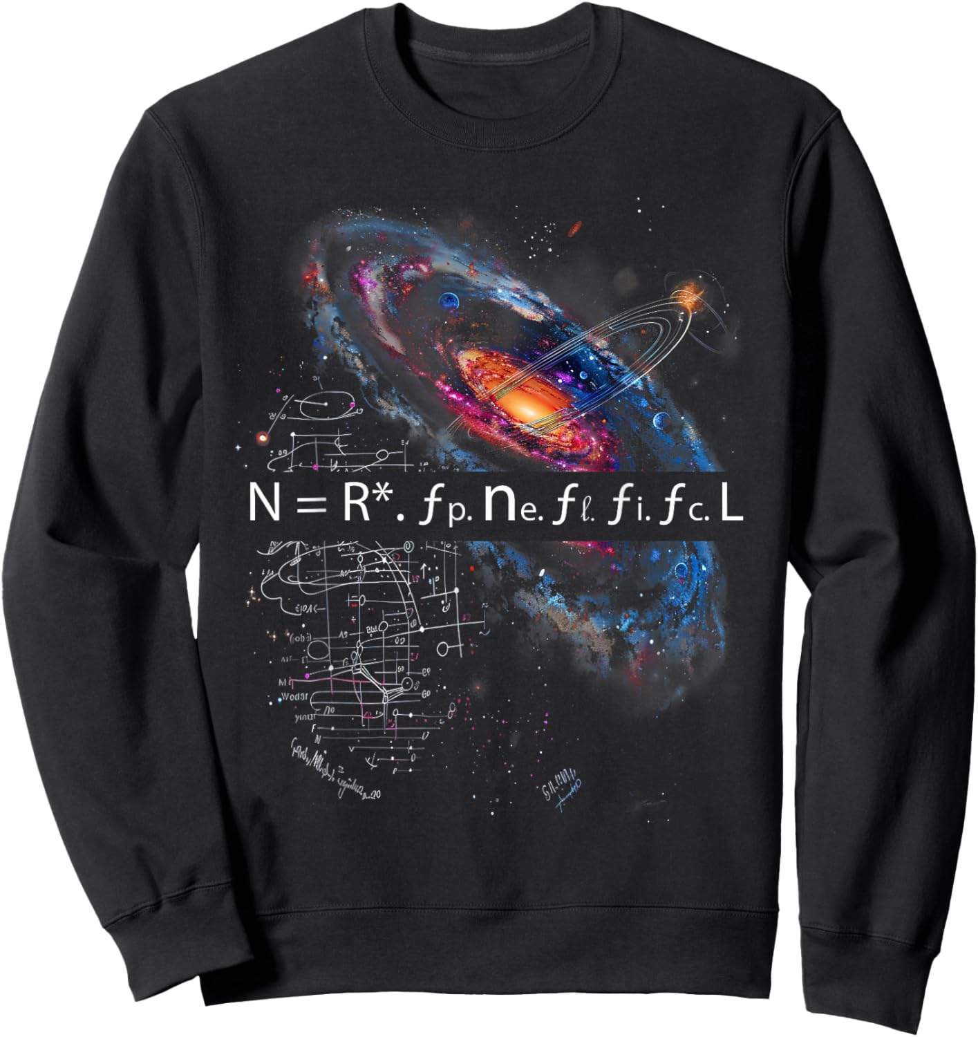 Drake Equation Estimation of Alien Civilizations , Small, Black Sweatshirt - Sweatshirt | Black
