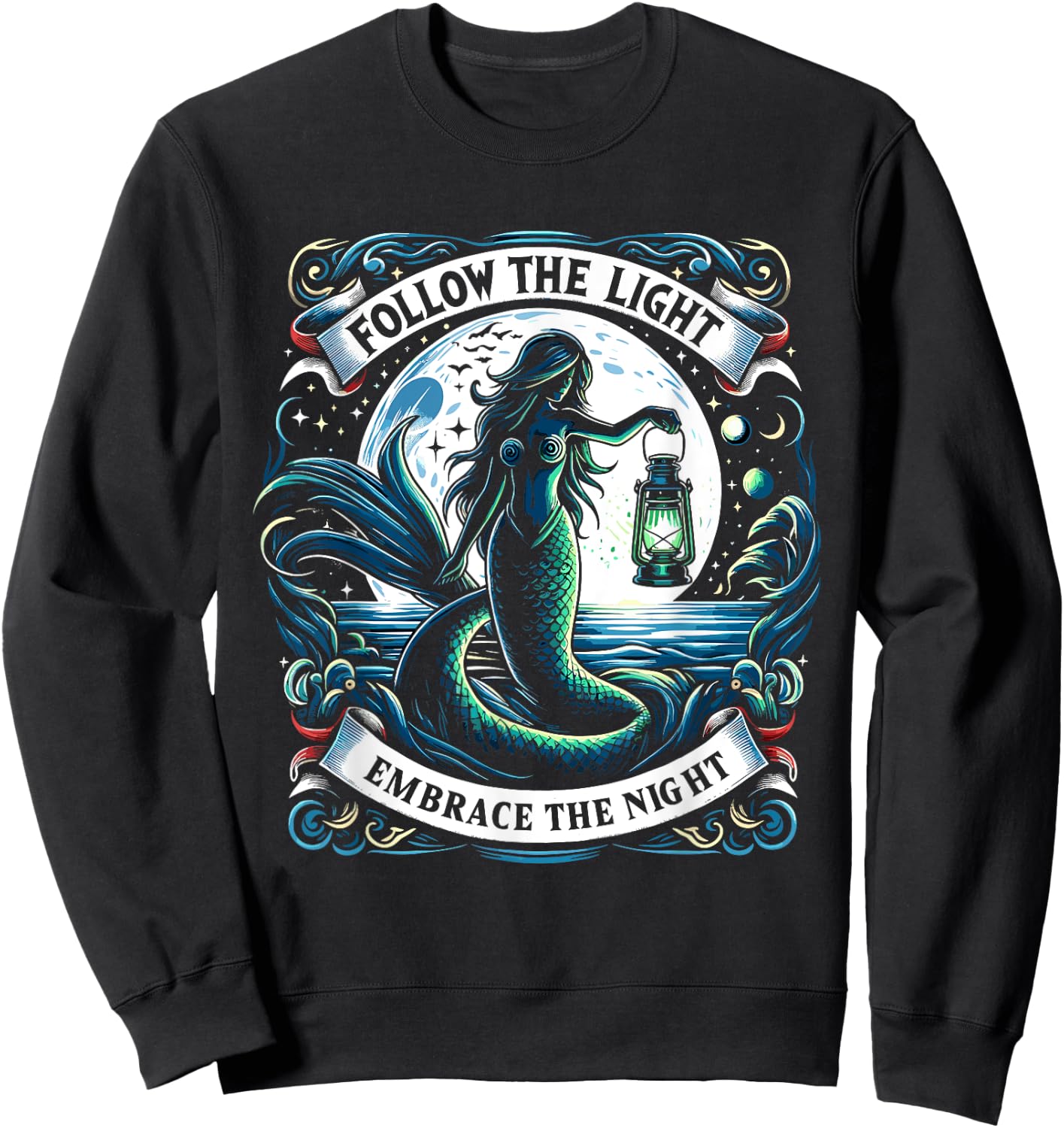 Spooky Sirens Horror Mermaid Creepy Mermaid Haunted Sea Sweatshirt - Sweatshirt | Black
