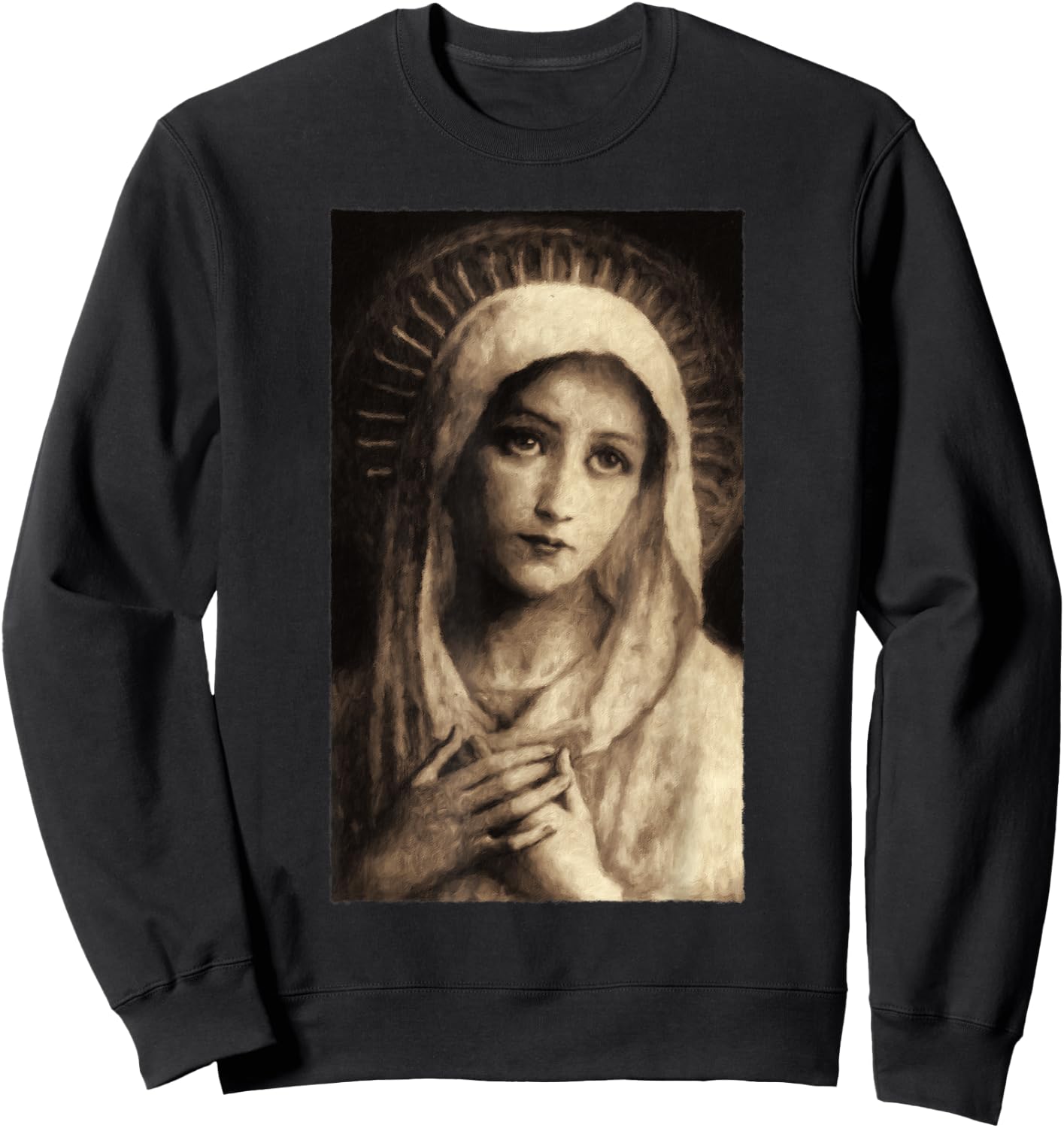 Virgin Mary Maria Catholic Painting Sweatshirt - Sweatshirt | Black