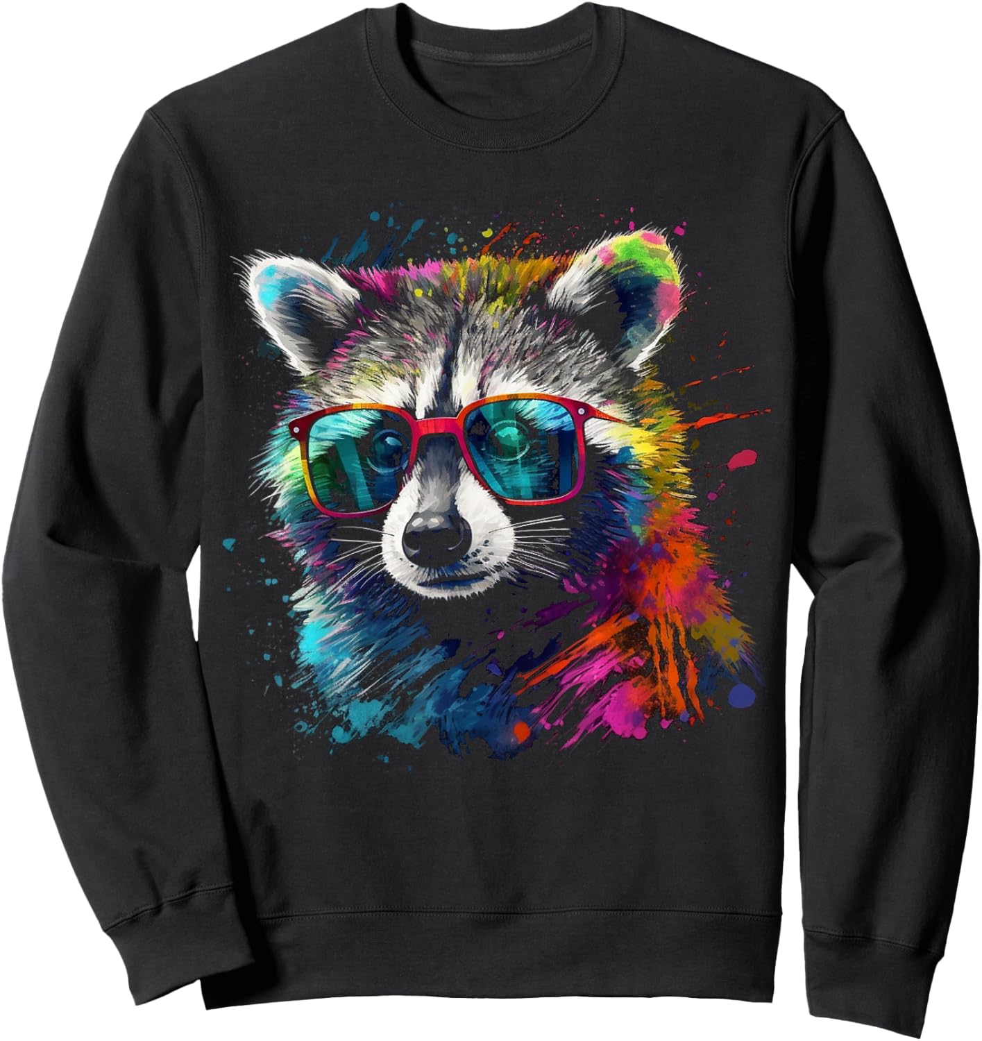 Waschbär bunte Sonnenbrille - Tiermotiv Kunst Waschbär Sweatshirt - Sweatshirt | Black