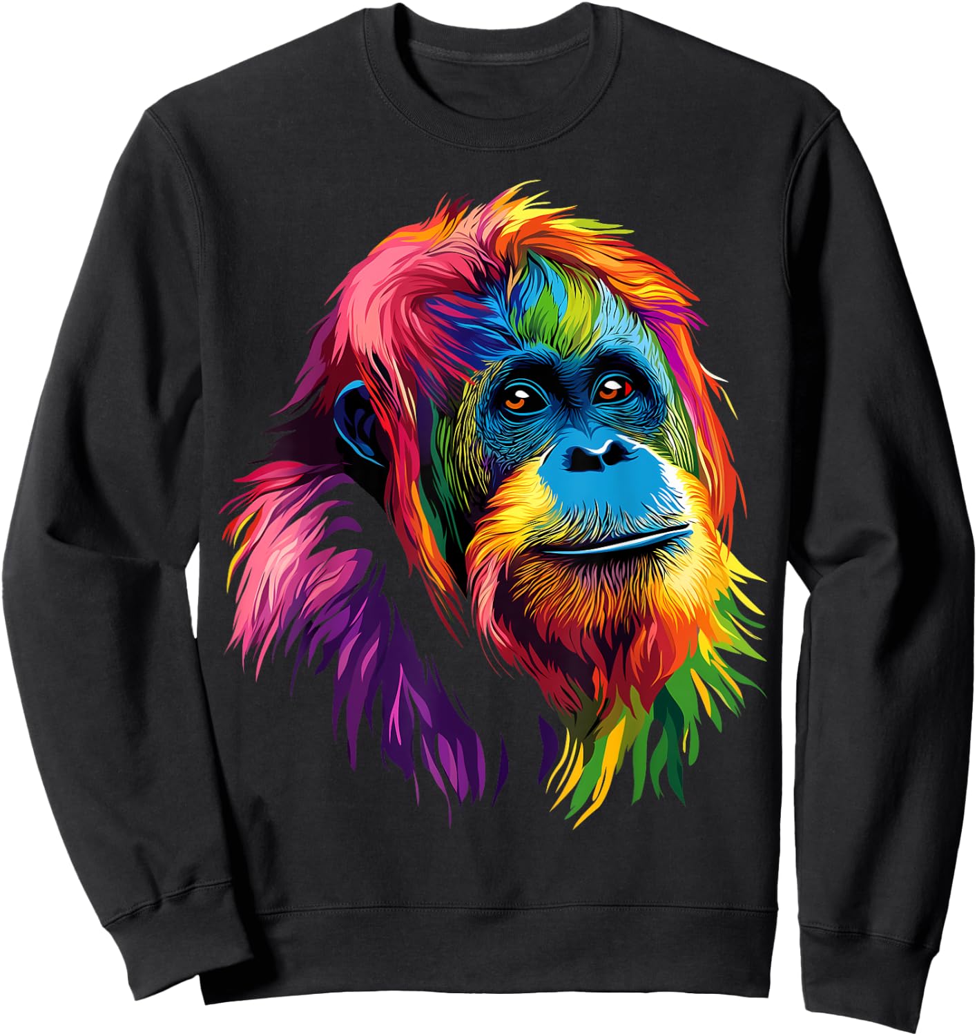 Colorful Orangutan Rainforest Great Ape Jungle Animals Black Sweatshirt - Sweatshirt | Black