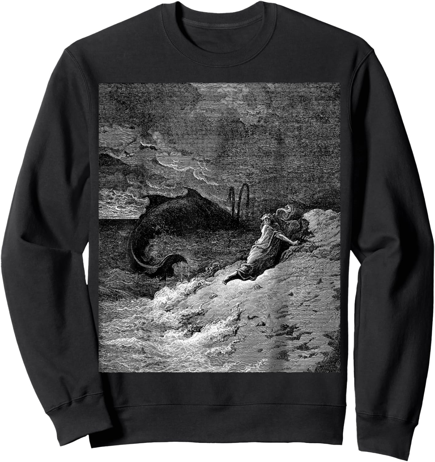 Jonah Cast Forth by the Whale Gustave Dore Biblical Art Sweatshirt - Sweatshirt | Black