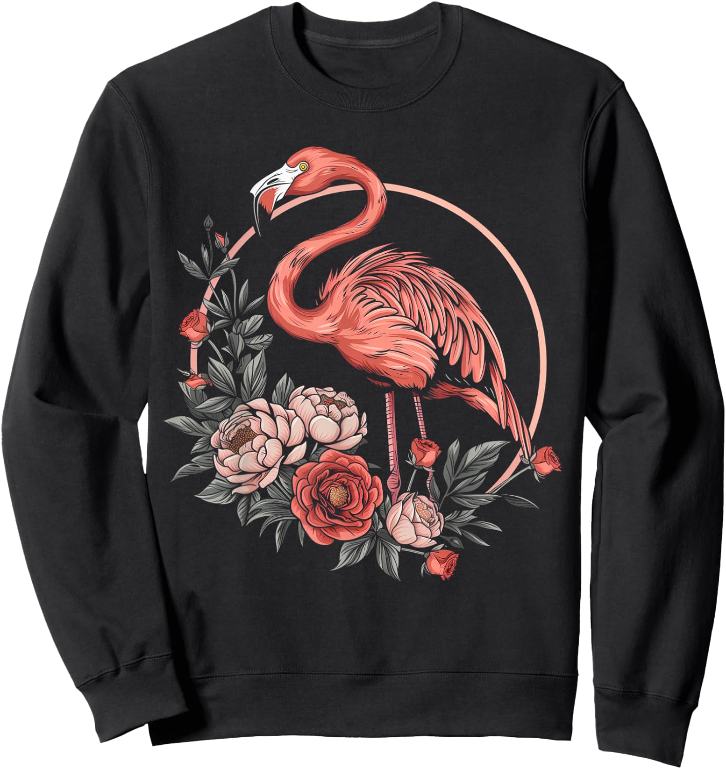Flamingo Vintage Flowers Sweatshirt - Sweatshirt | Black