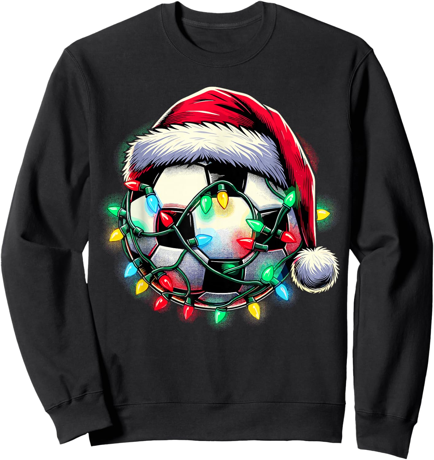 Santa Soccer Ball Christmas Sweatshirt - Sweatshirt | Black