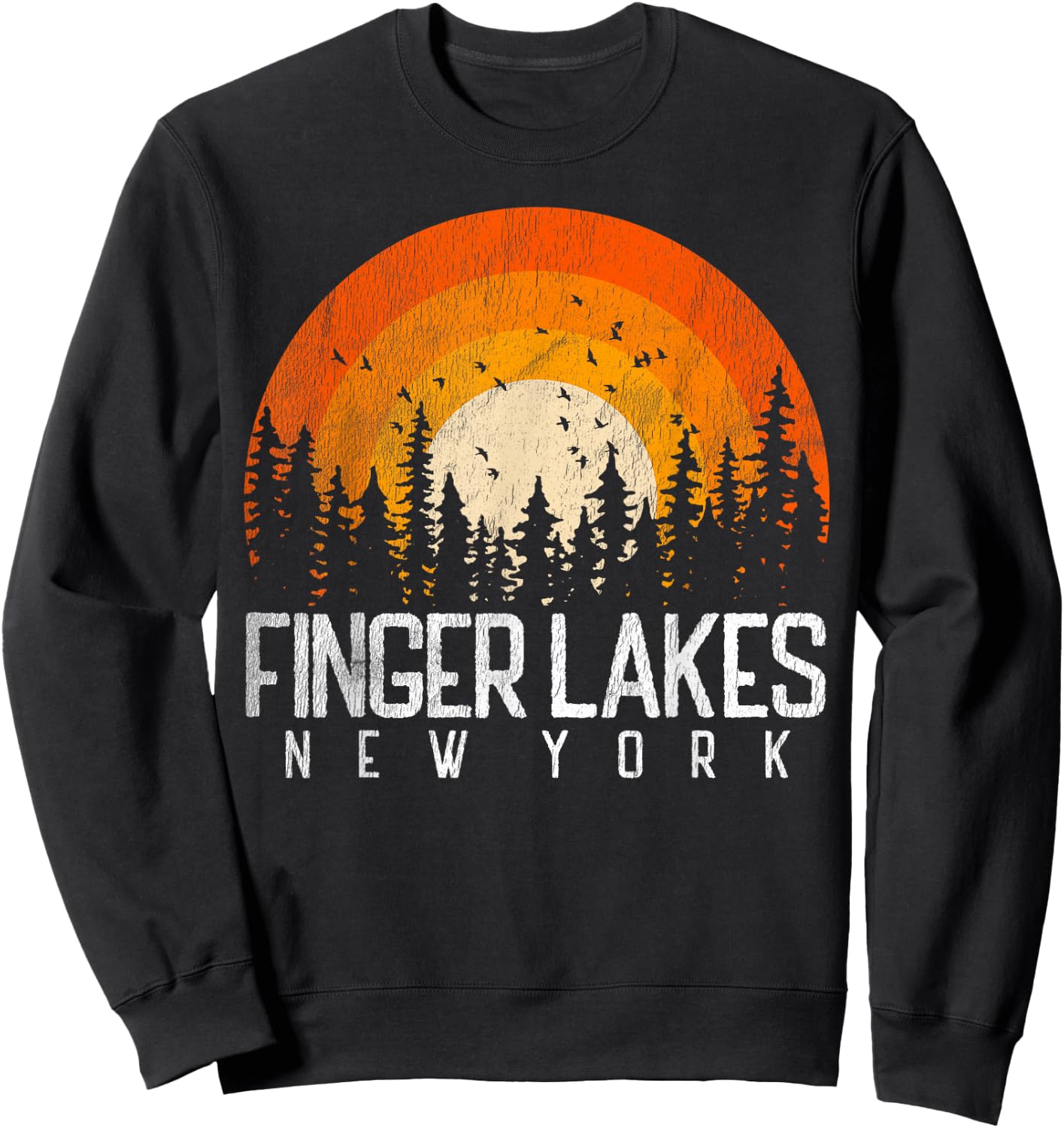 Finger Lakes New York NY Shirt Retro Vintage 80s 90s Sweatshirt - Sweatshirt | Black