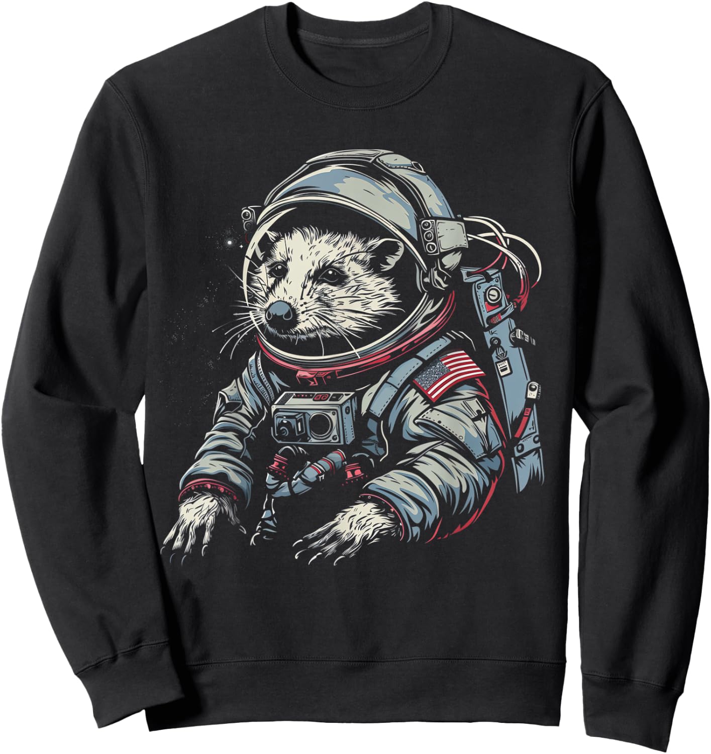 Astronaut Opossum In Space Suit Funny Possum Sweatshirt - Sweatshirt | Black