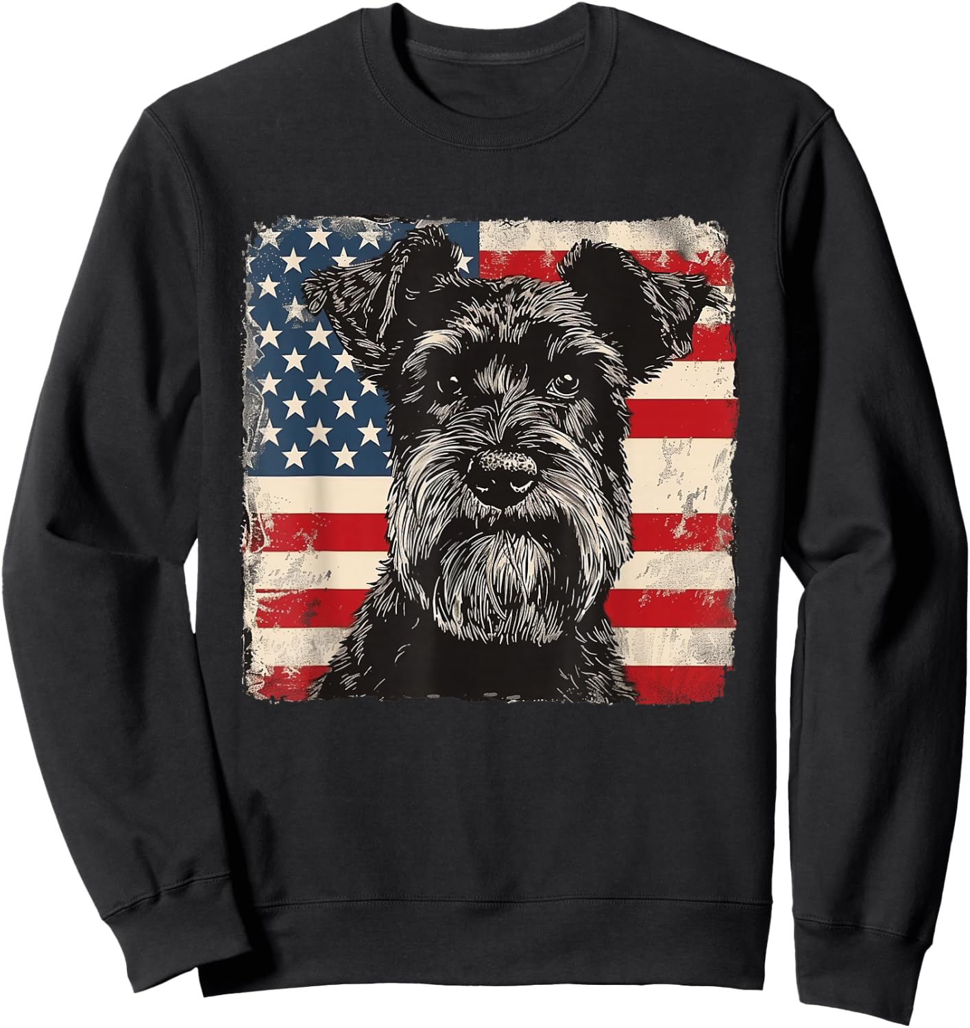 Miniature Schnauzer Dog Patriotic 4th of July Gift Men Women Sweatshirt - Sweatshirt | Black