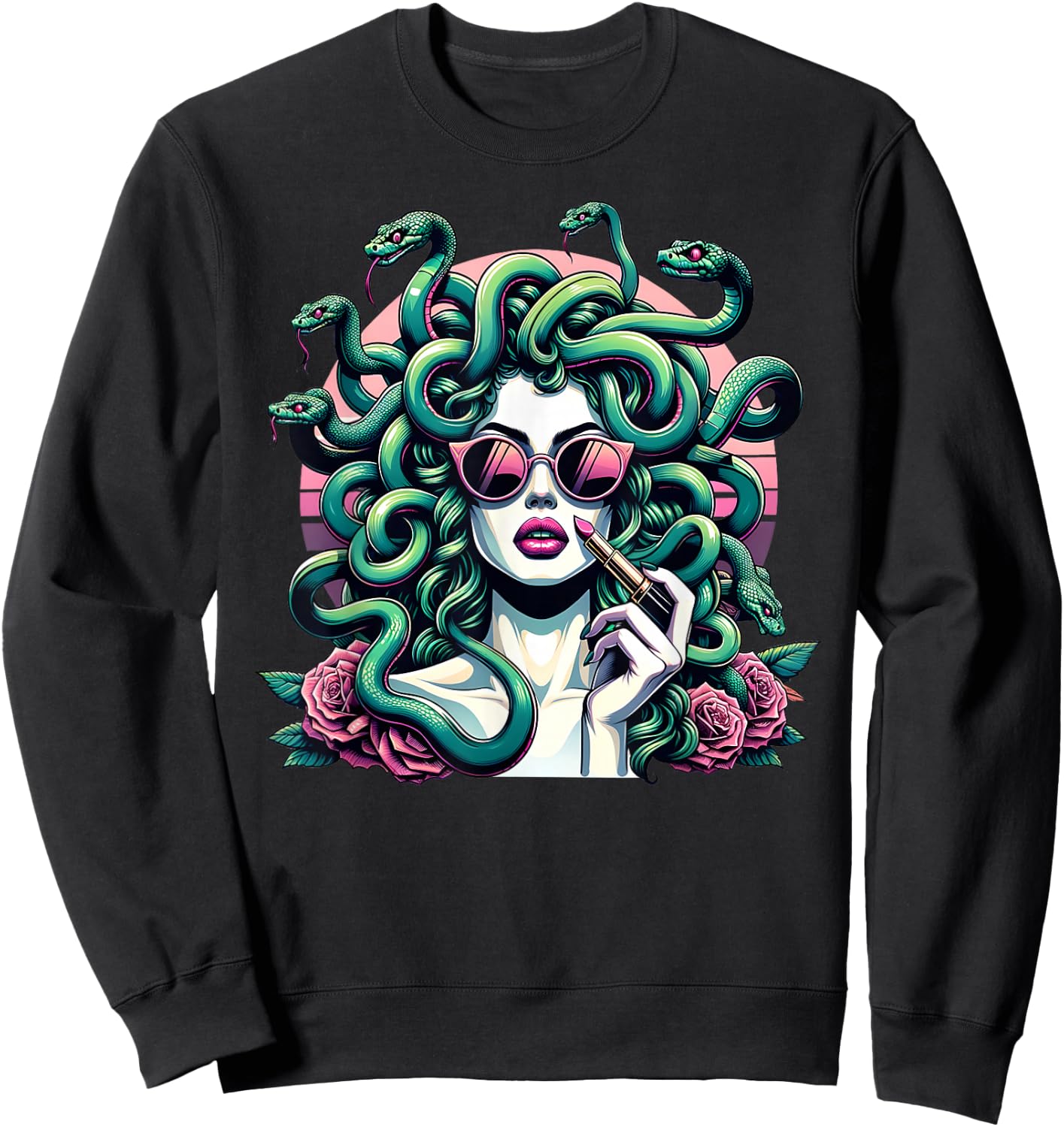 Glamour Medusa Snake Lady Elegant Mythical Fashion Art Sweatshirt - Sweatshirt | Black