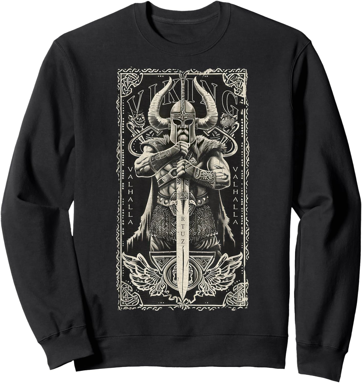 Valhalla Odin Thor Runes Viking Helmet Warrior Viking Sweatshirt - Sweatshirt | Black