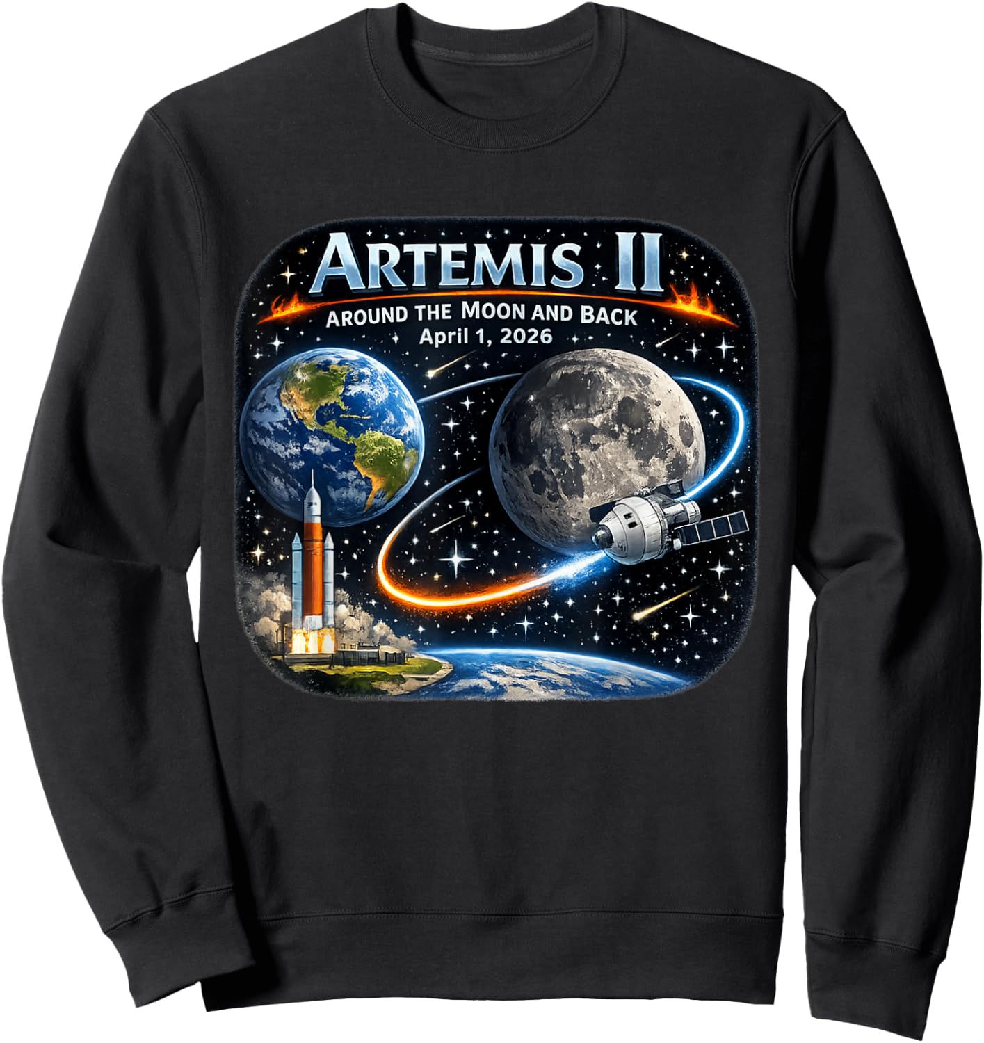 Artemis 2 Reise um den Mond und zurück 2026 Sweatshirt - Sweatshirt | Black