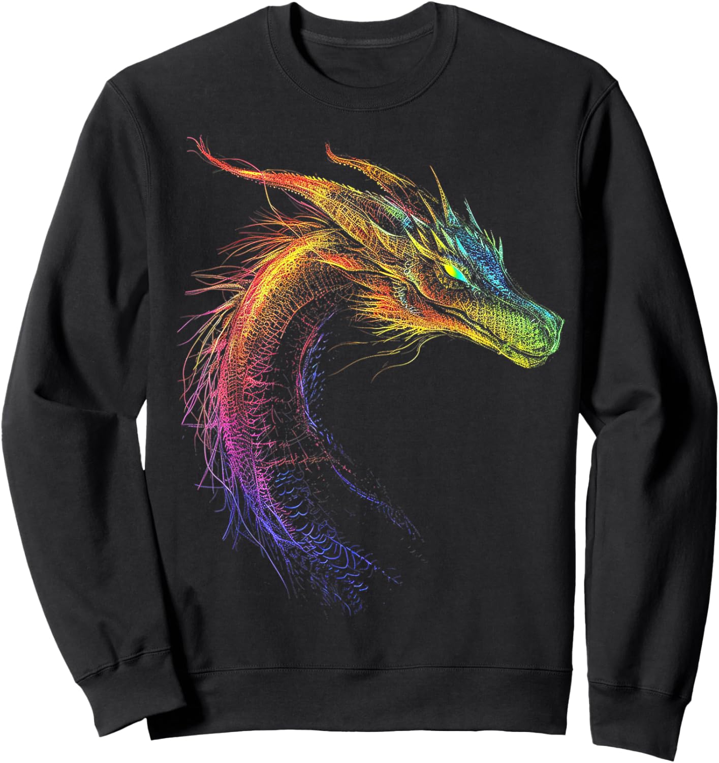 Dragon Drawing Colorful Animal Artwork Fantasy Dragon , black Sweatshirt - Sweatshirt | Black