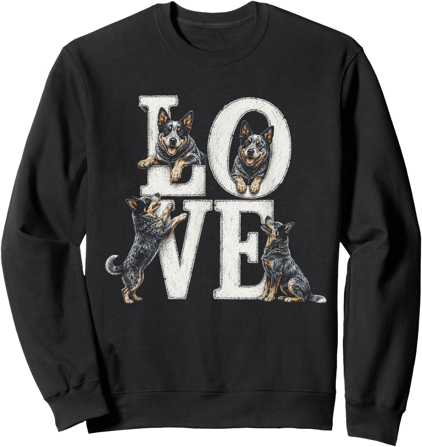 Australian Cattle Dog Blue Heeler Love Artwork Design Sweatshirt - Sweatshirt | Black