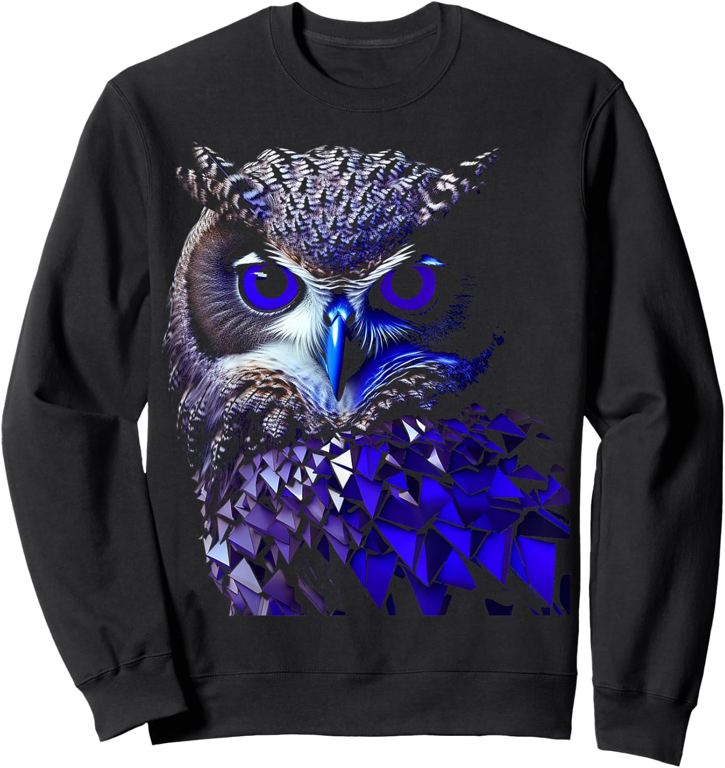 Owl Animal Art Graphic Owl , Black, S Sweatshirt - Sweatshirt | Black