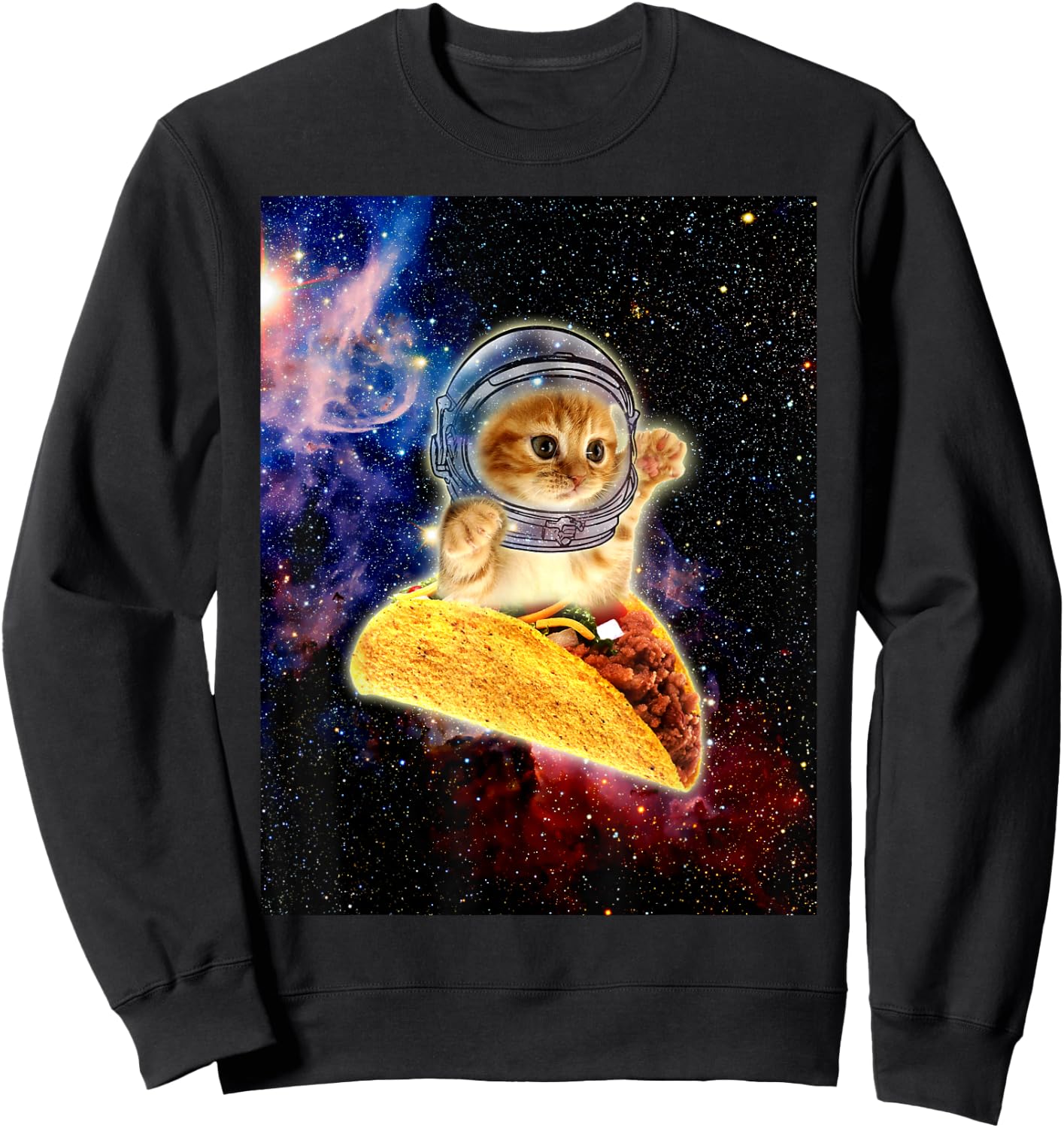 Crazy Space Taco Cat Funny v2 Sweatshirt - Sweatshirt | Black