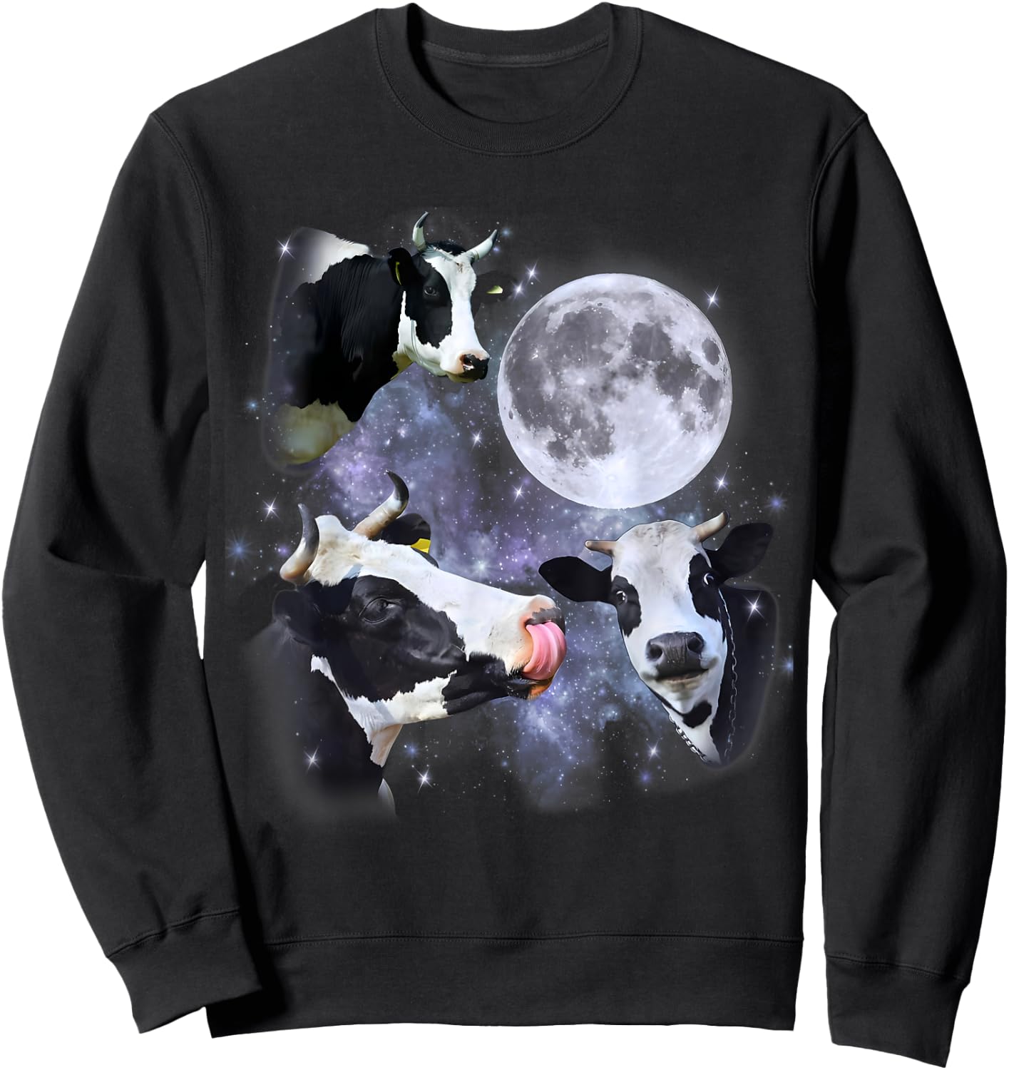 Cow Howling At The Moon Dairy Farm Meme Cows Lover Men Women Sweatshirt - Sweatshirt | Black