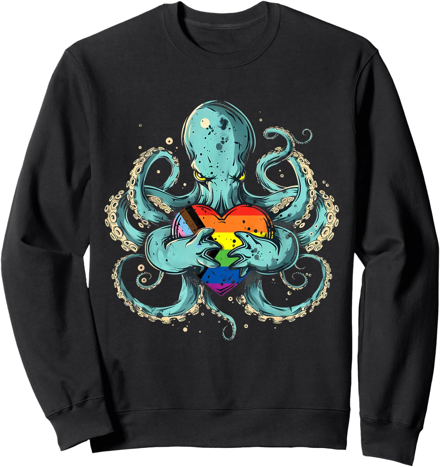 Octopus Progress Pride Flag LGBTQ+ Progressive Pride Flag Sweatshirt - Sweatshirt | Black