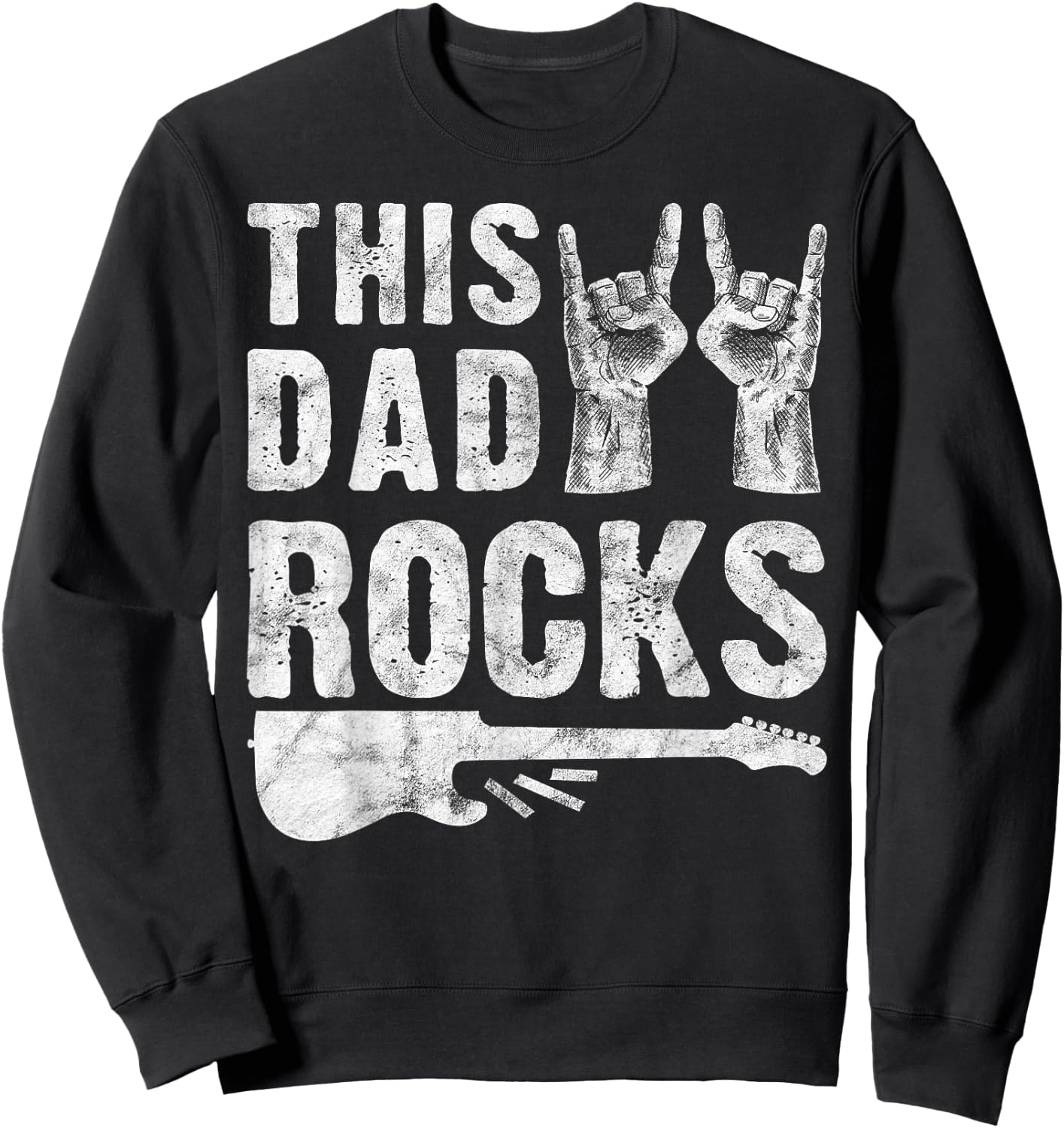 This Dad Rocks Rock n Roll Heavy Metal Fathers Day Sweatshirt - Sweatshirt | Black
