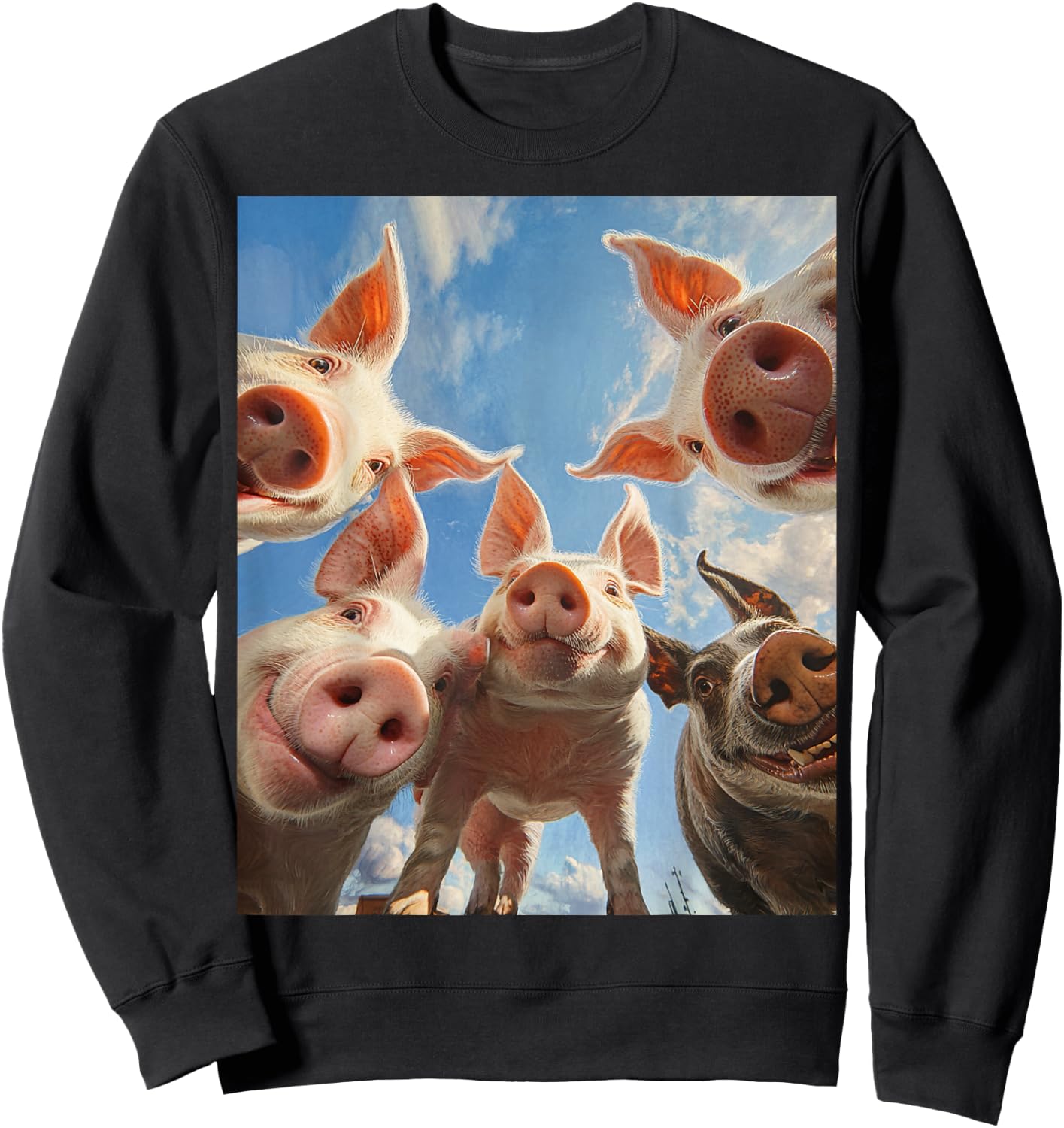 I Love Pigs Funny Pig Face Pig Selfie Sweatshirt - Sweatshirt | Black