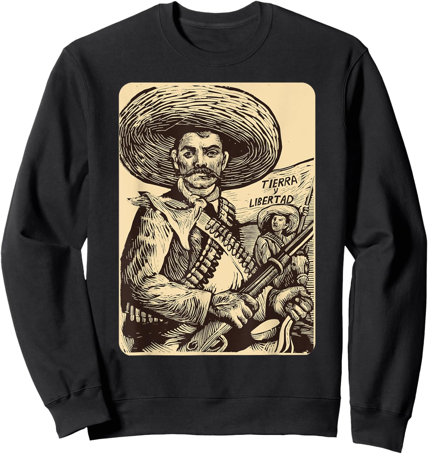Emiliano Zapata Mexican Revolutionary Land and Liberty Sweatshirt - Sweatshirt | Black