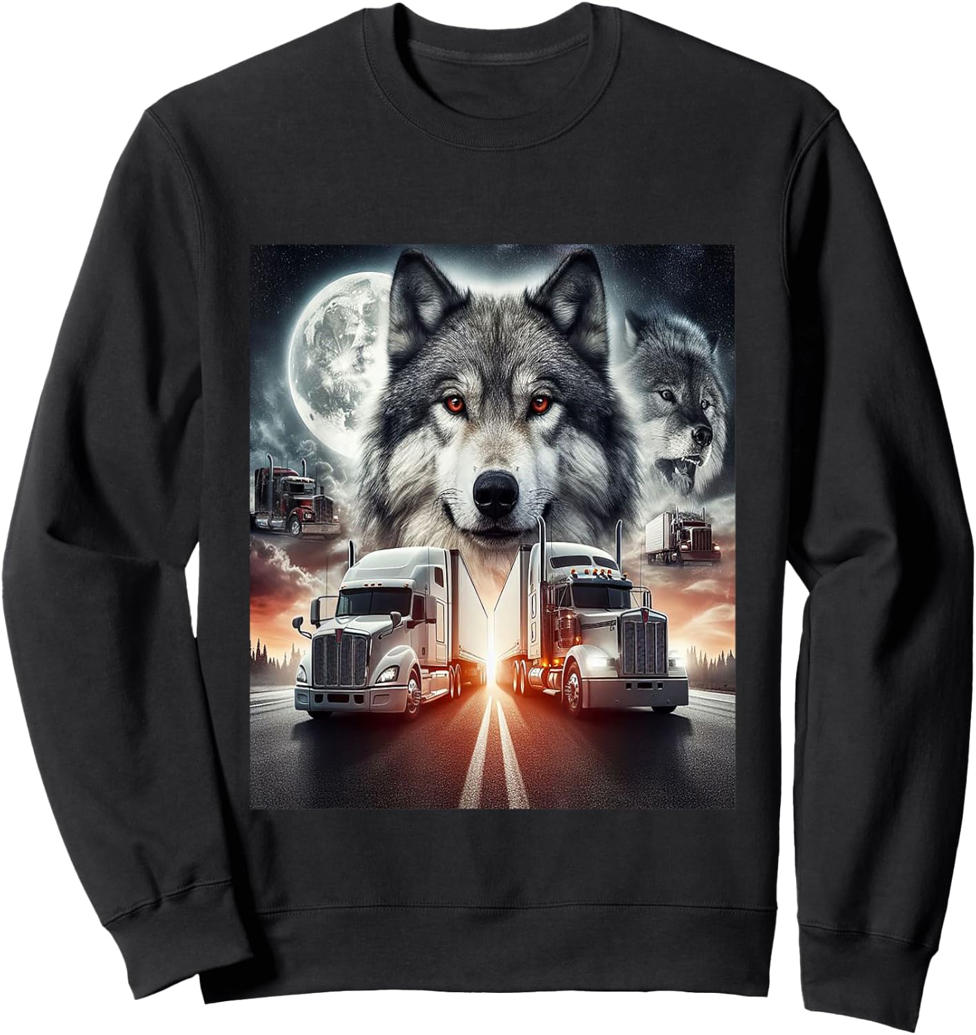 LKW mit Wolf Sweatshirt - Sweatshirt | Black