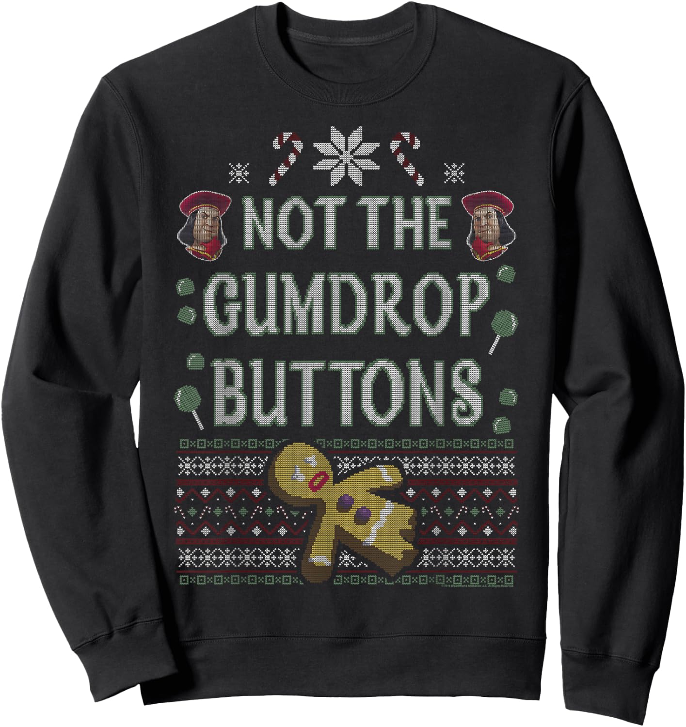 Shrek Not The Gumdrop Buttons Ugly Sweater Style Christmas Sweatshirt - Sweatshirt | Black