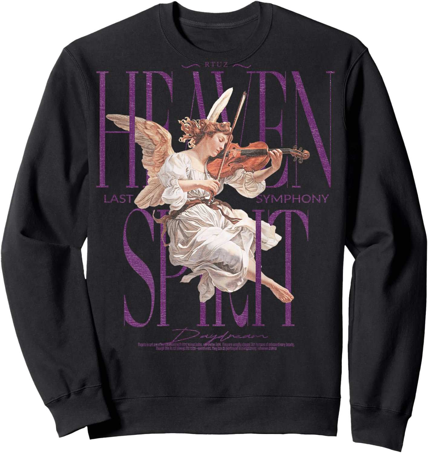 Hip Hop Angel Vintage Edgy Y2K Backprint Streetwear Engel Sweatshirt - Sweatshirt | Black