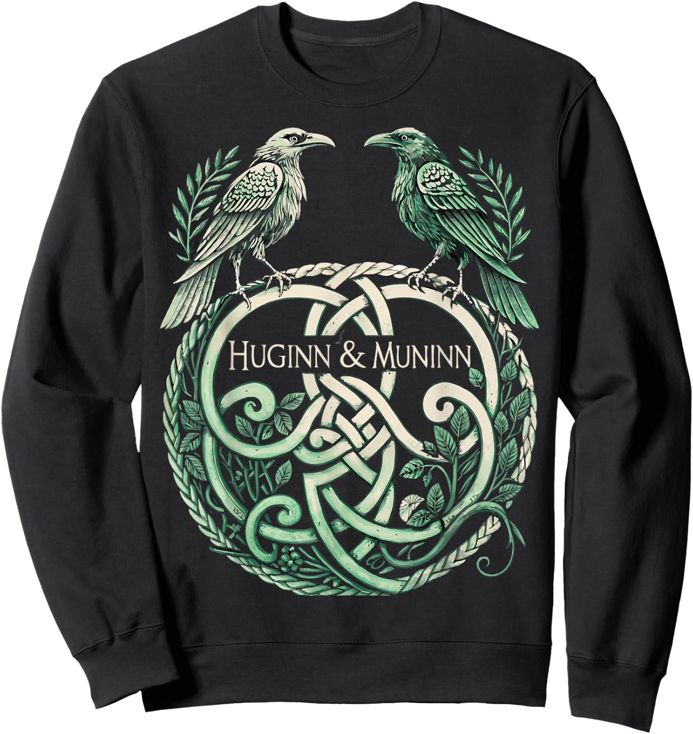 Odin’s Ravens Huginn & Muninn - Norse Knotwork - Celtic Sweatshirt - Sweatshirt | Black