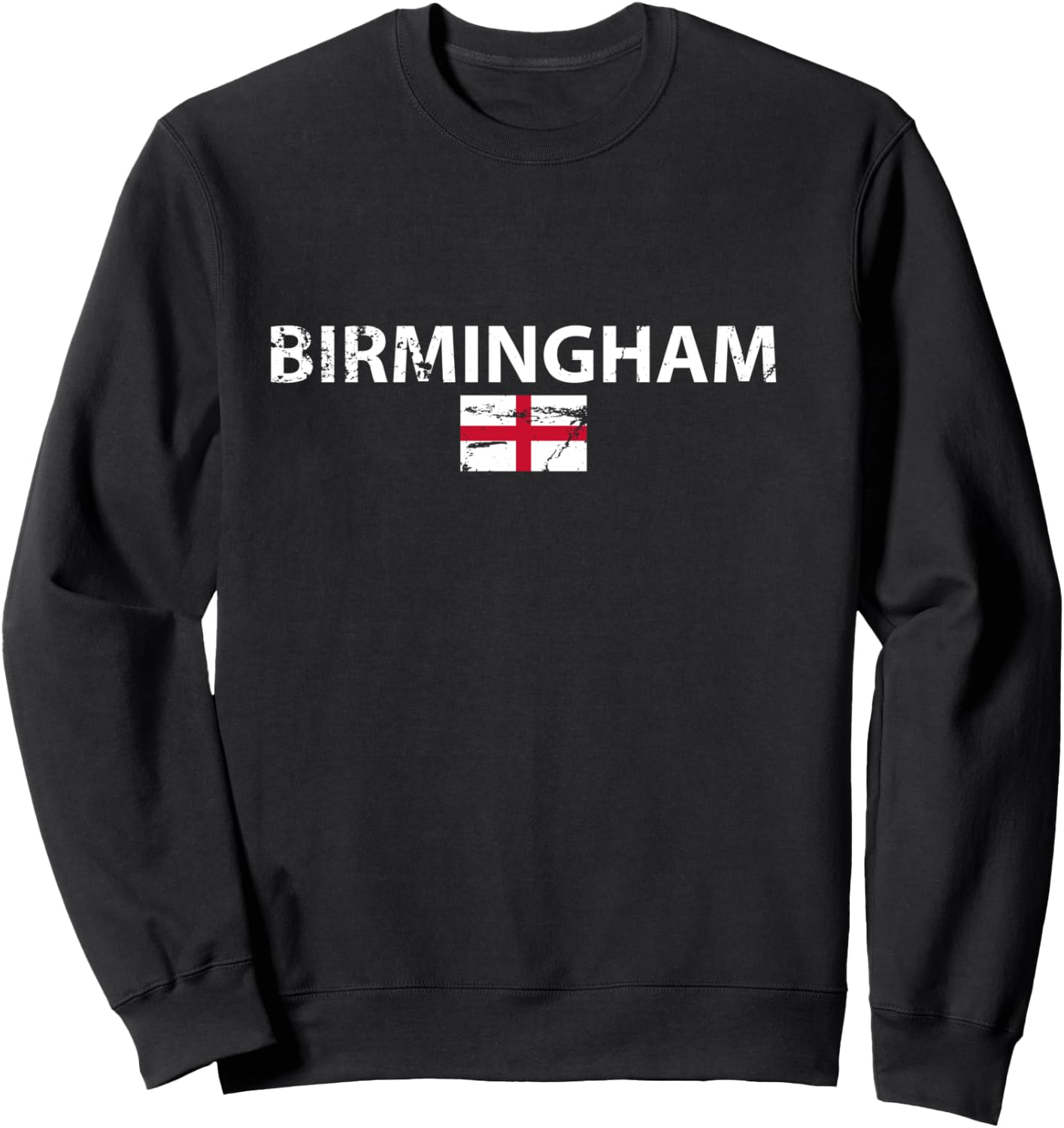 Birmingham England Vintage Angleterre Drapeau Anglaise Manche Longue Sweatshirt - Sweatshirt | Black