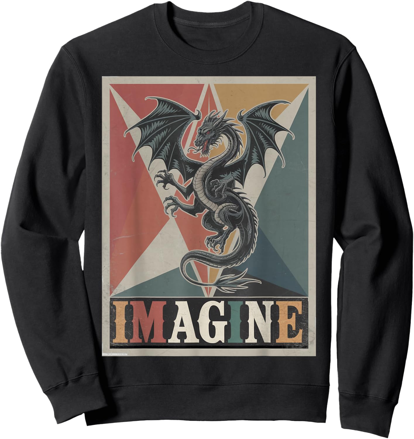 Dragon Retro Vintage Graphic Art Design Sweatshirt - Sweatshirt | Black