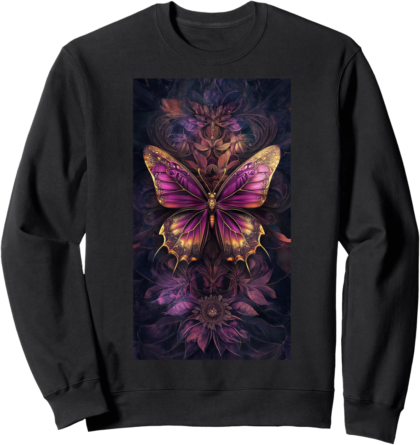 Floral Patterns Butterfly art Purple butterfly Sweatshirt - Sweatshirt | Black