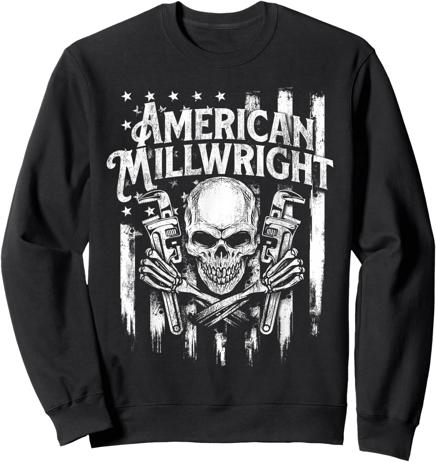 American Millwright - Patriotic USA Flag Machinist Engineer Sweatshirt - Sweatshirt | Black