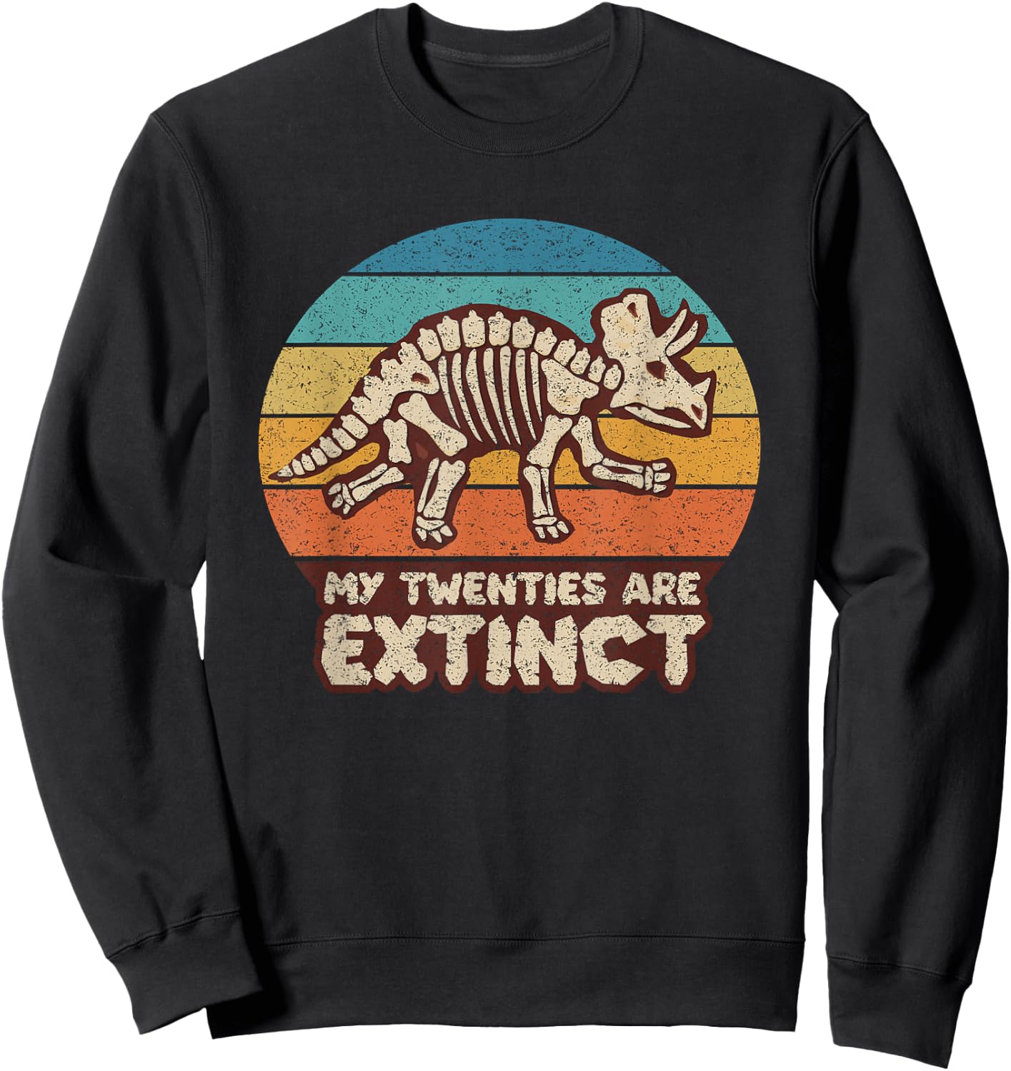30th Birthday Gift, Dinosaur Lover, Distressed Retro Vintage Sweatshirt - Sweatshirt | Black