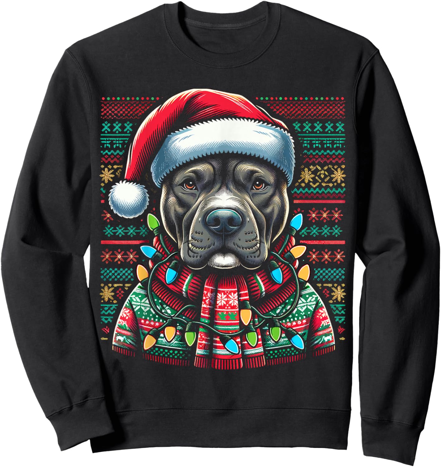 Christmas Pit bull Xmas Pit Bull Mom Dog Lover Santa Sweatshirt - Sweatshirt | Black