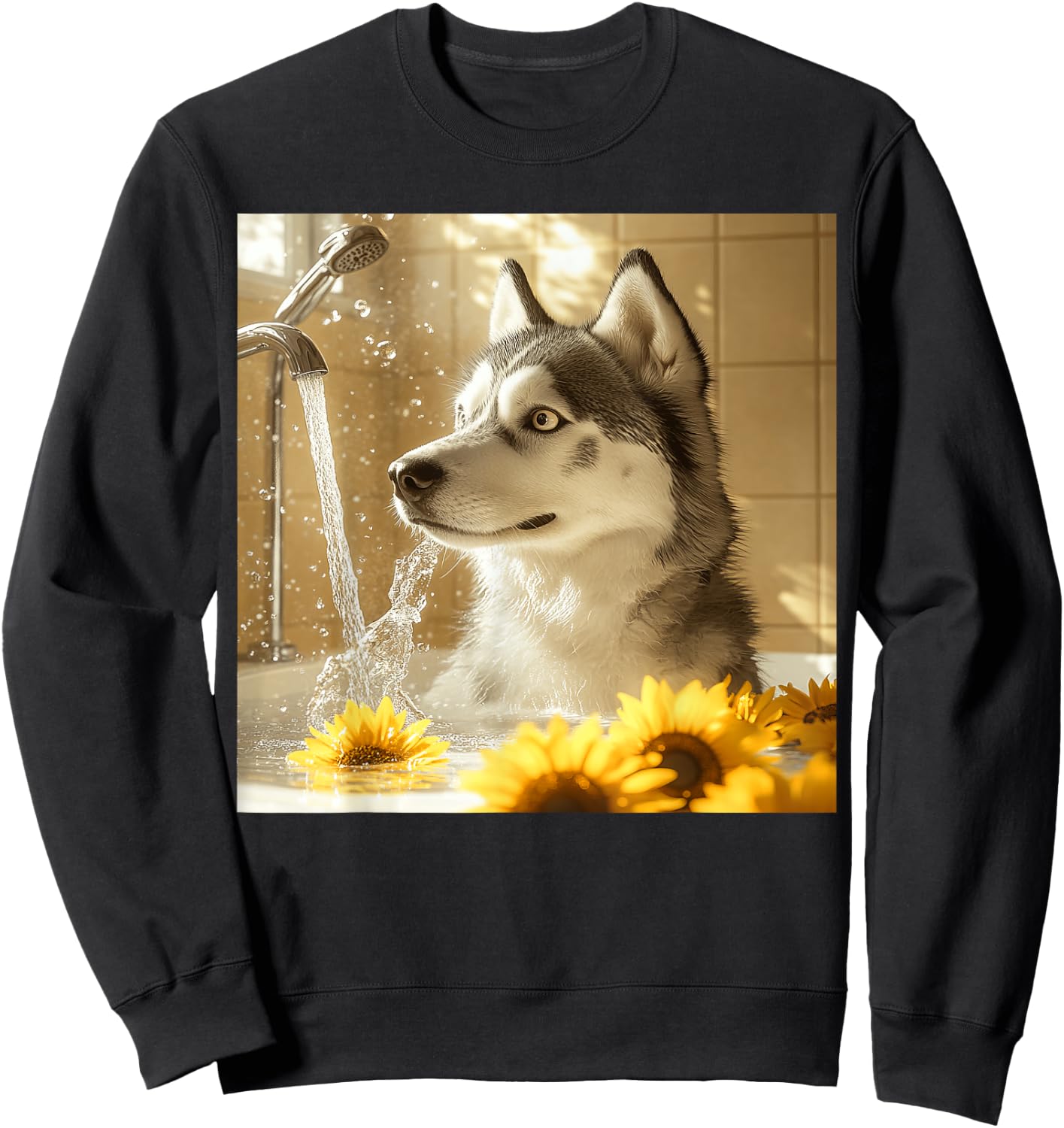 Husky Sunflower Sweatshirt - Sweatshirt | Black