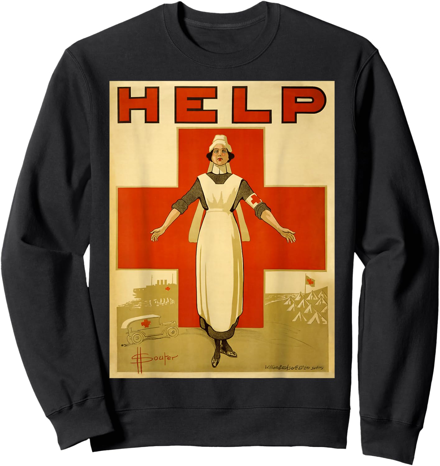 Vintage Poster - Rotes Kreuz Retro Sweatshirt - Sweatshirt | Black