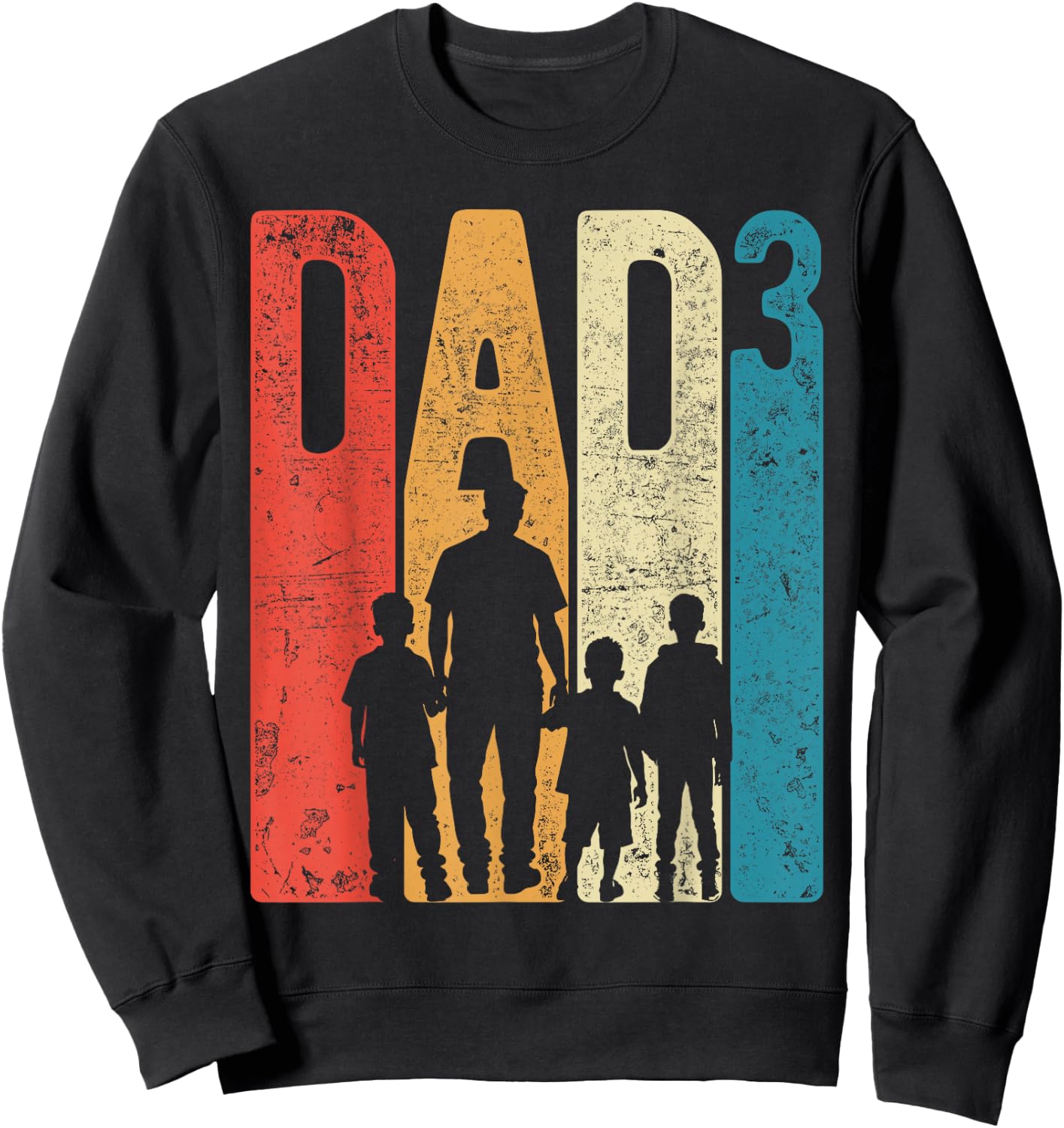 Dad Squared Vatertag Drei Jungen Drei Söhne Vater Retro Sweatshirt - Sweatshirt | Black