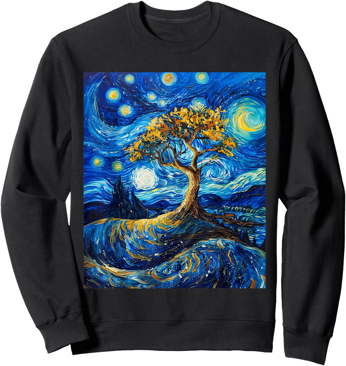Yggdrasil Tree Of Life Van Gogh Style Starry Night Sweatshirt - Sweatshirt | Black