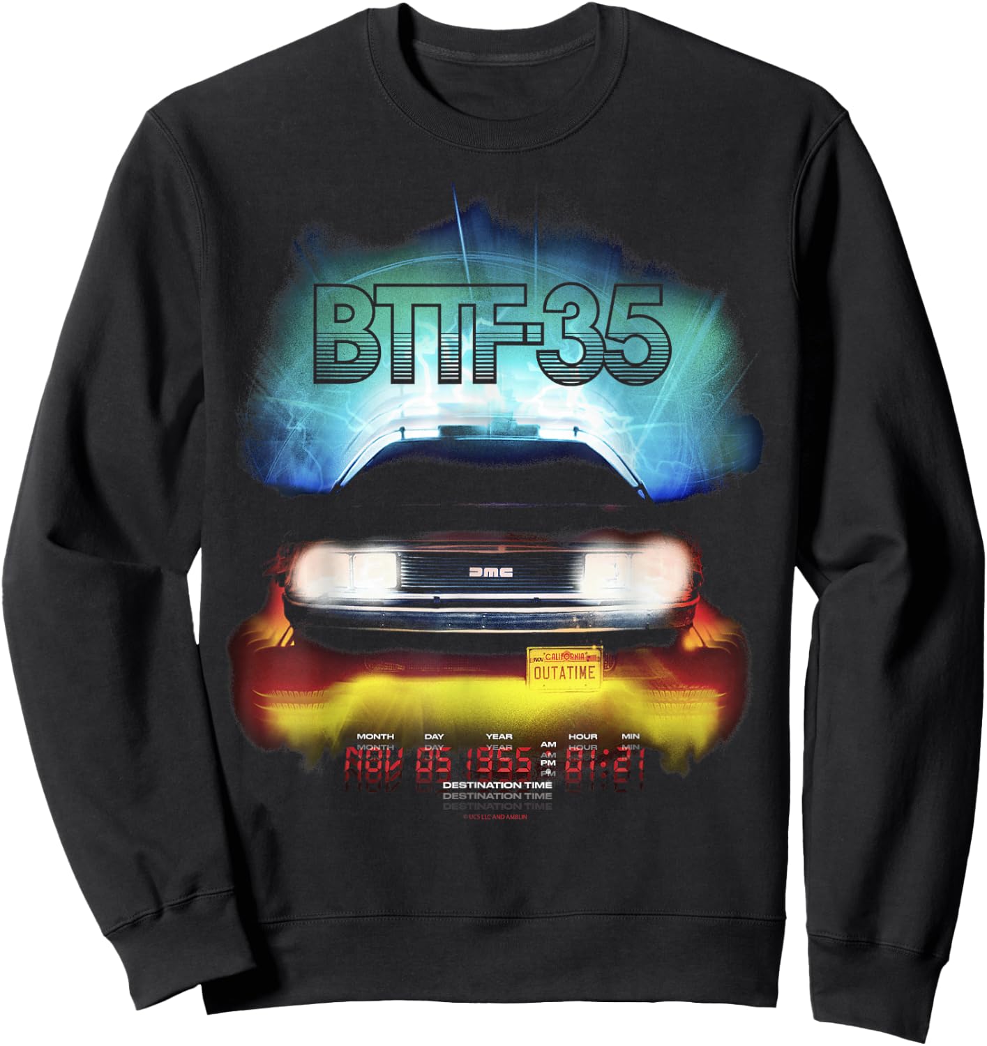 Back To The Future 35th BTTF-35 DeLorean Headlights Sweatshirt - Sweatshirt | Black