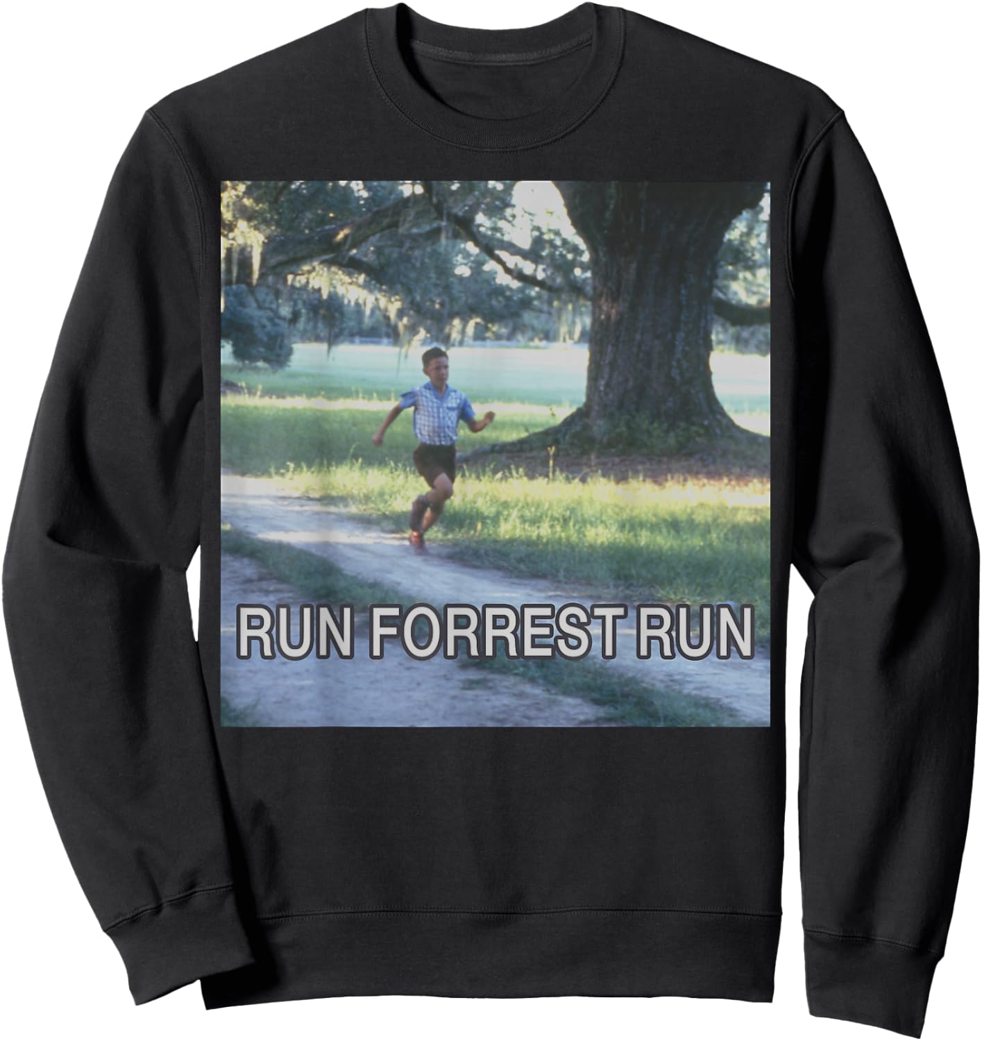 Forrest Gump Run Forrest Run Photo Panel Sweatshirt - Sweatshirt | Black