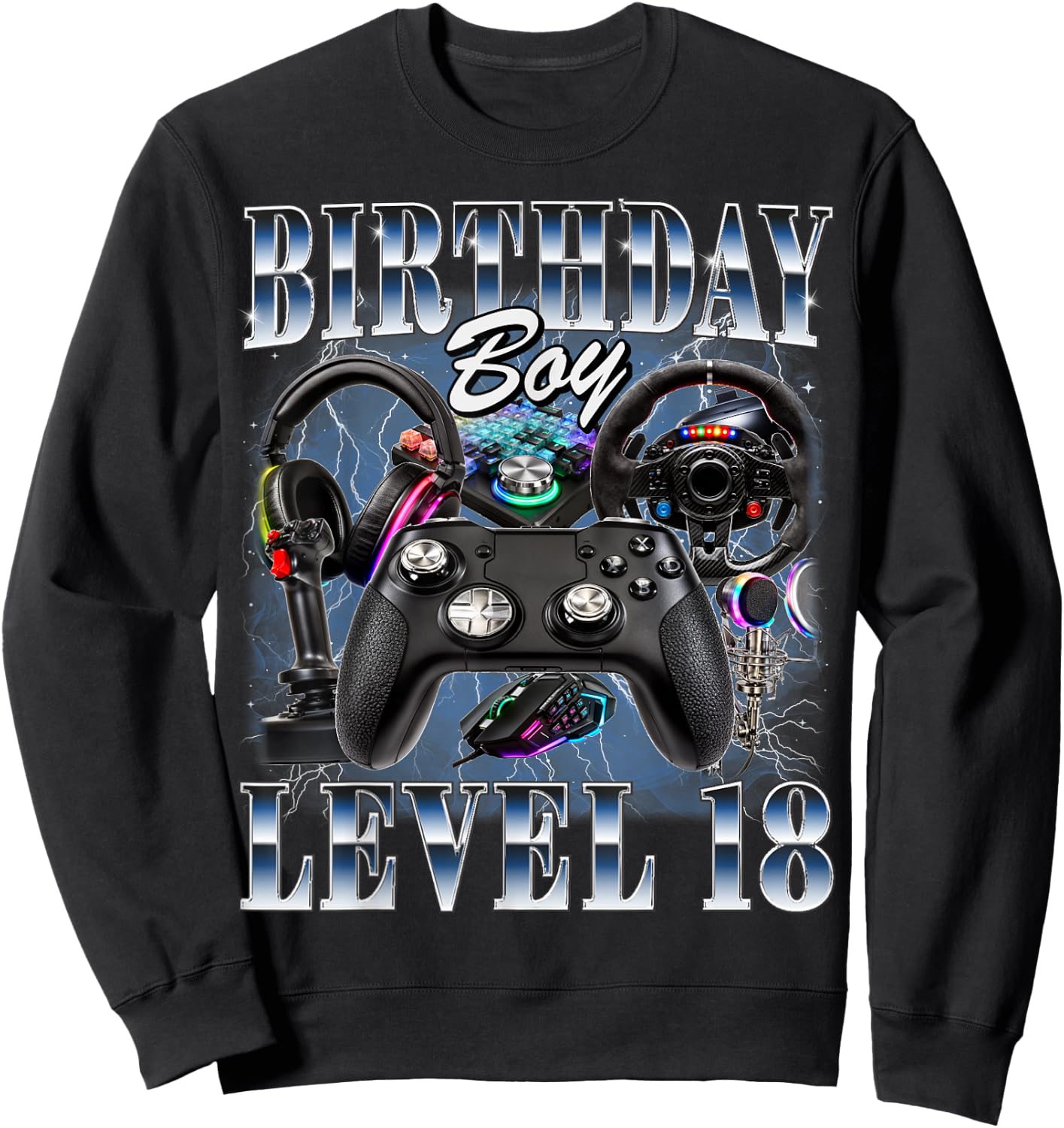 18th Birthday Boy Level 18 Video Gamer Lover 18 Year Old Sweatshirt - Sweatshirt | Black