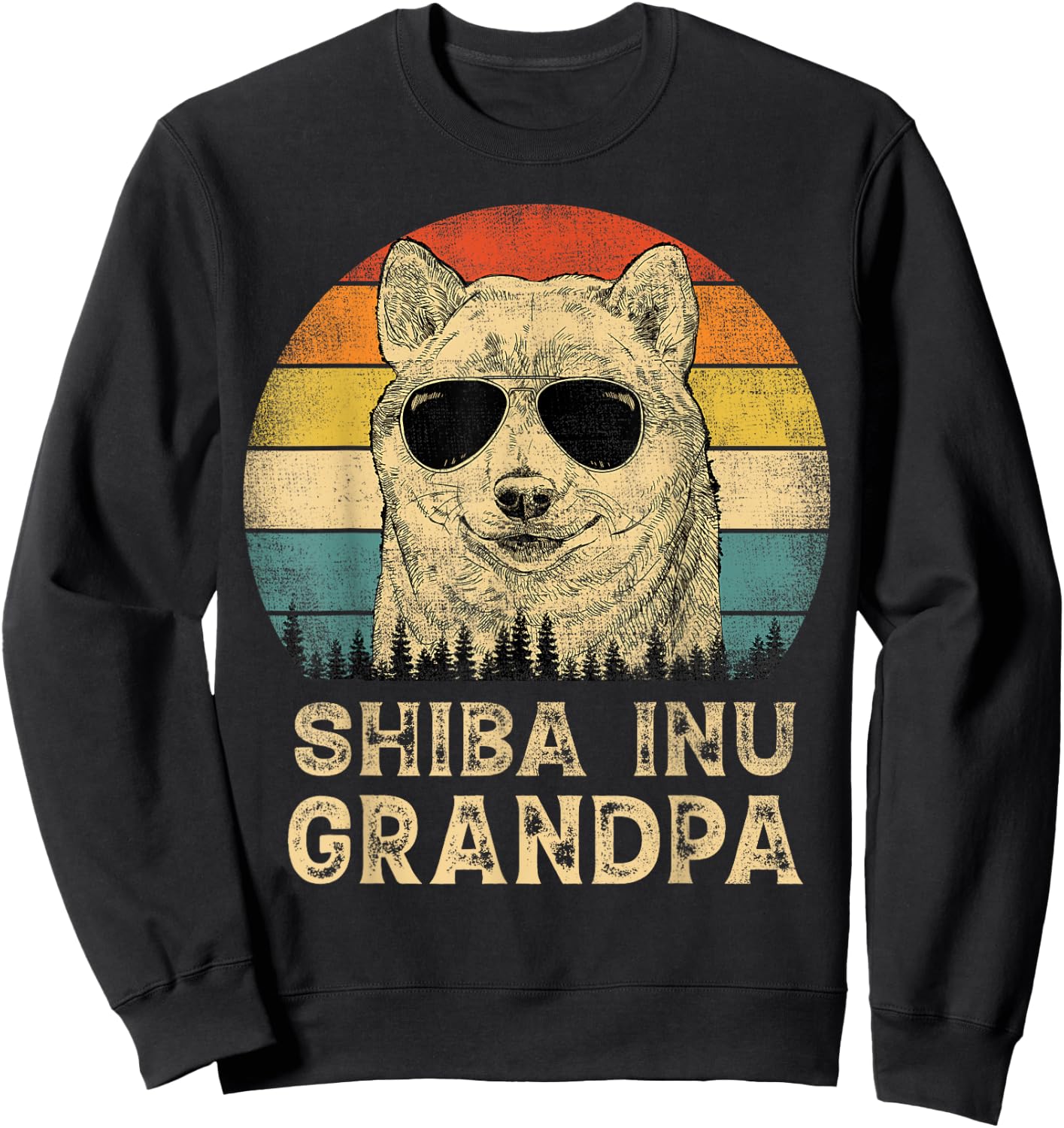 Vintage Shiba Inu Grandpa Dog Lovers Father's Day Men Women Sweatshirt - Sweatshirt | Black