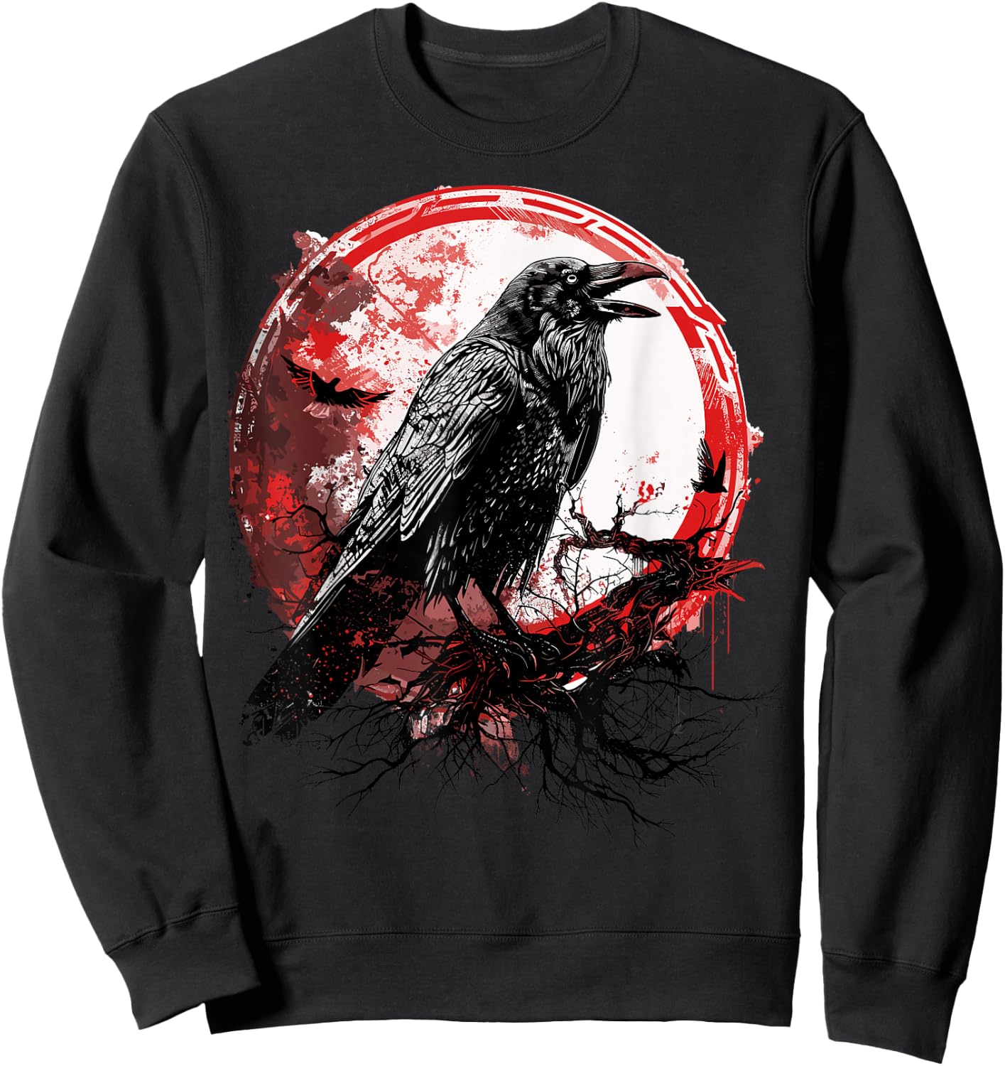 Odin Ravens Huginn & Muninn Vegvisir Vikings Myth Norse Sweatshirt - Sweatshirt | Black