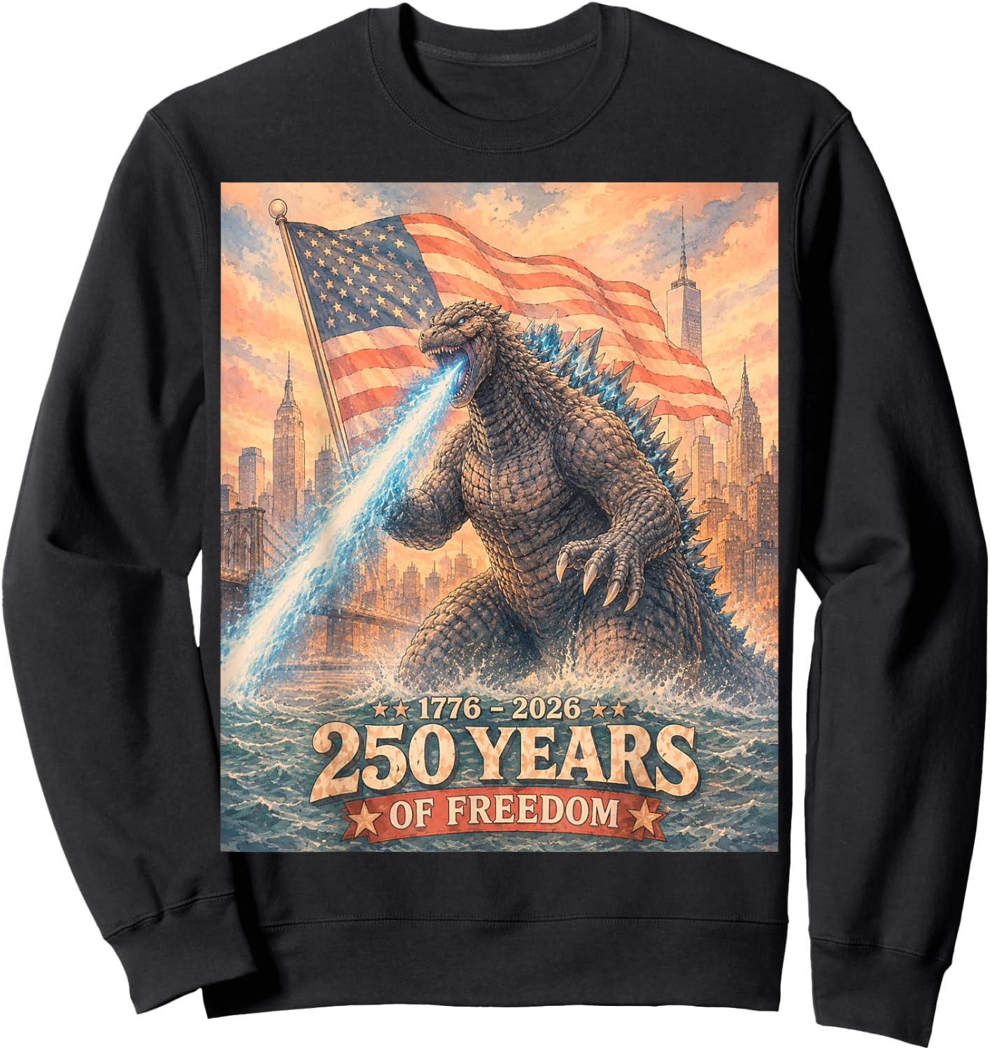 Kaiju Monster Japanese 250th Anniversary America July 2026 Sweatshirt - Sweatshirt | Black