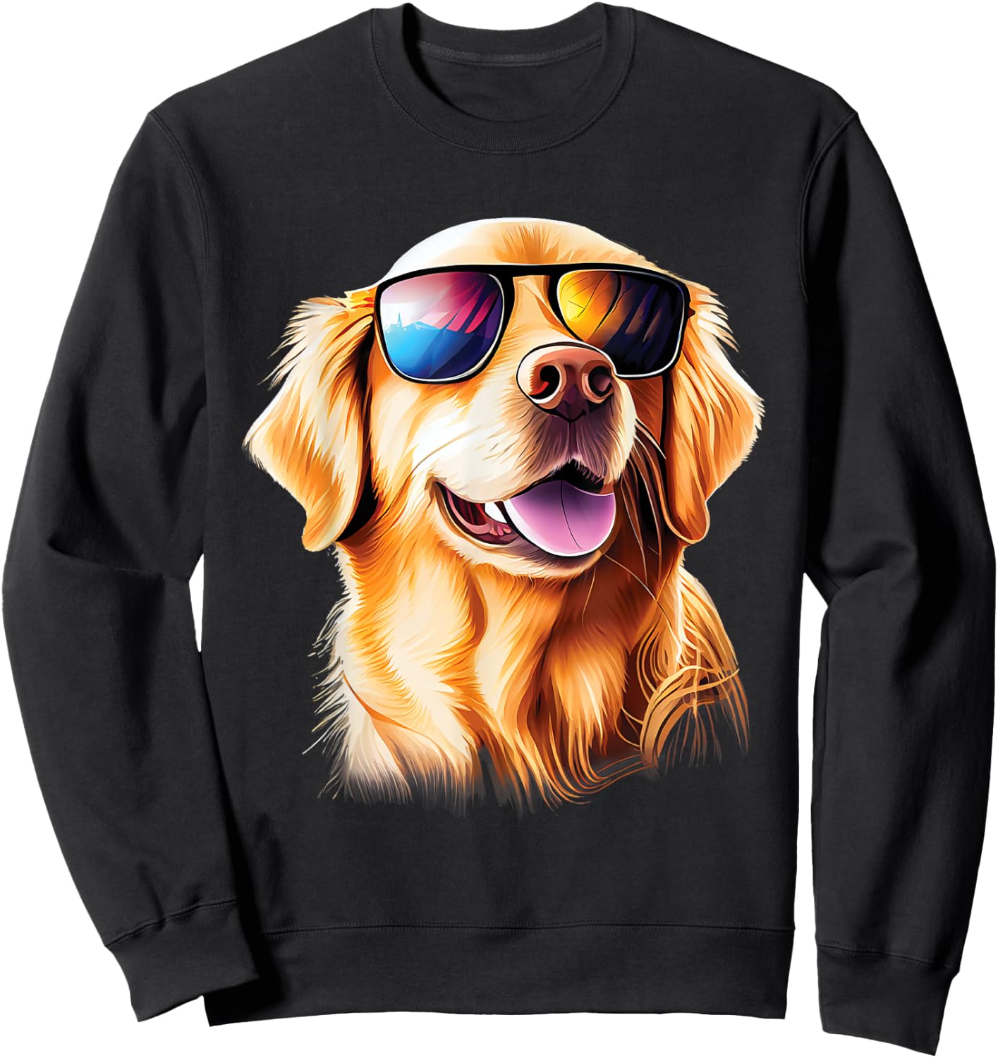 Golden Retriever With Sunglasses - Pet Lover Dog Owner Men Women Girls Kids Sweatshirt - Sweatshirt | Black