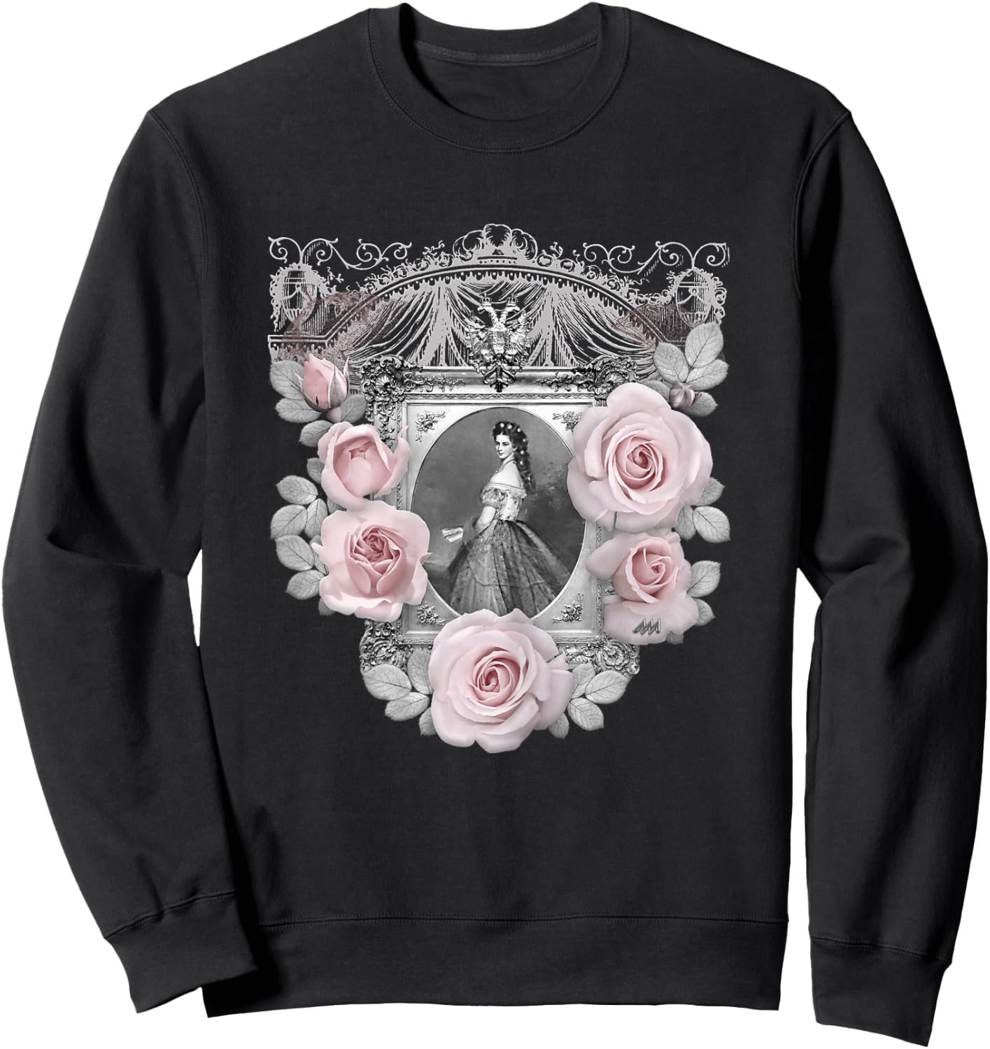 Empress Elisabeth of Austria/Sisi - with Roses in Pink Sweatshirt - Sweatshirt | Black