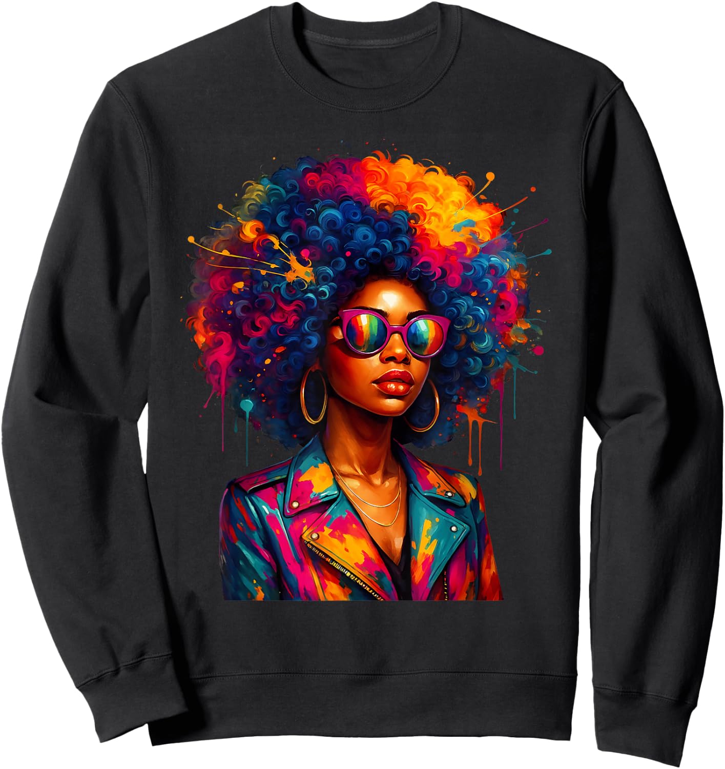 Black Queen Afro African Melanin Dripping Girl Women Sweatshirt - Sweatshirt | Black