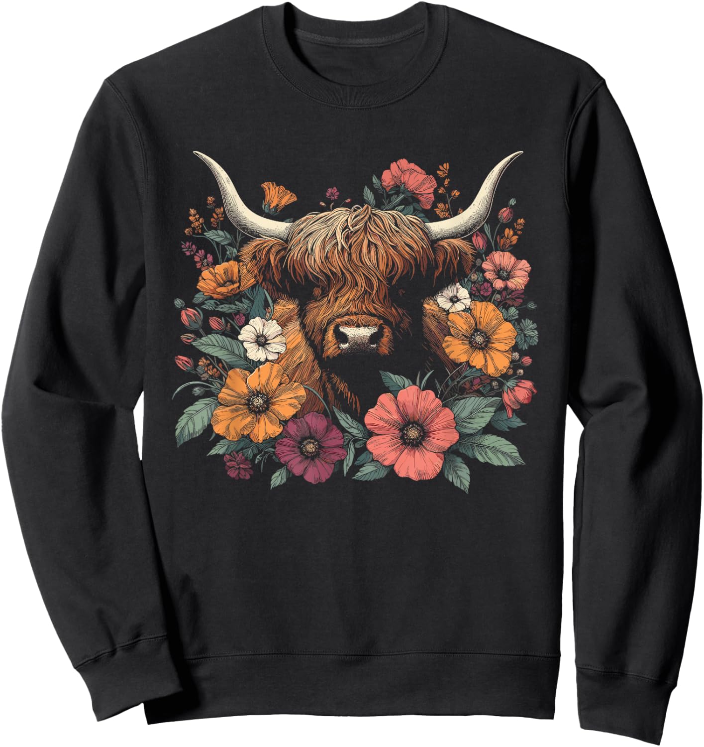 Kids Black Floral Pattern Sweatshirt - Sweatshirt | Black