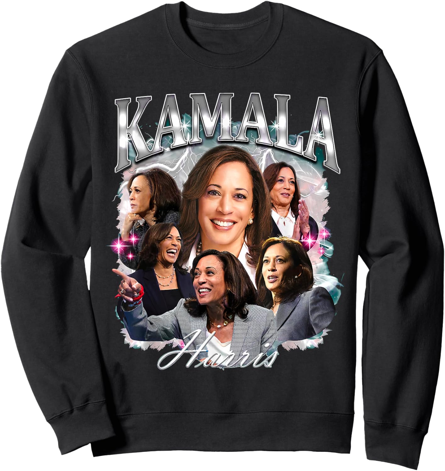 Kamala Harris 2024 For President Pink Bootleg Style Sweatshirt - Sweatshirt | Black