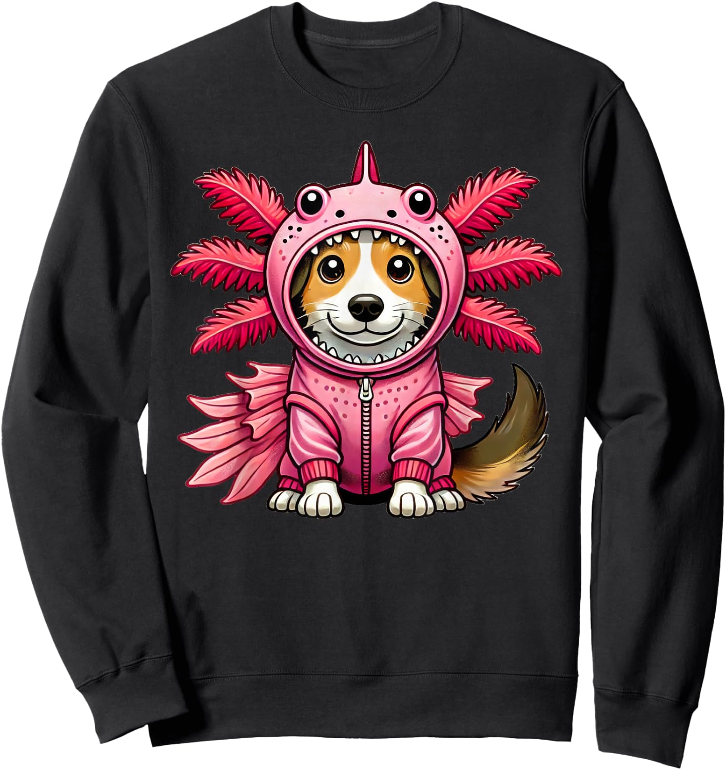Kawaii Dog Puppy Axolotl Costume Sweatshirt - Sweatshirt | Black