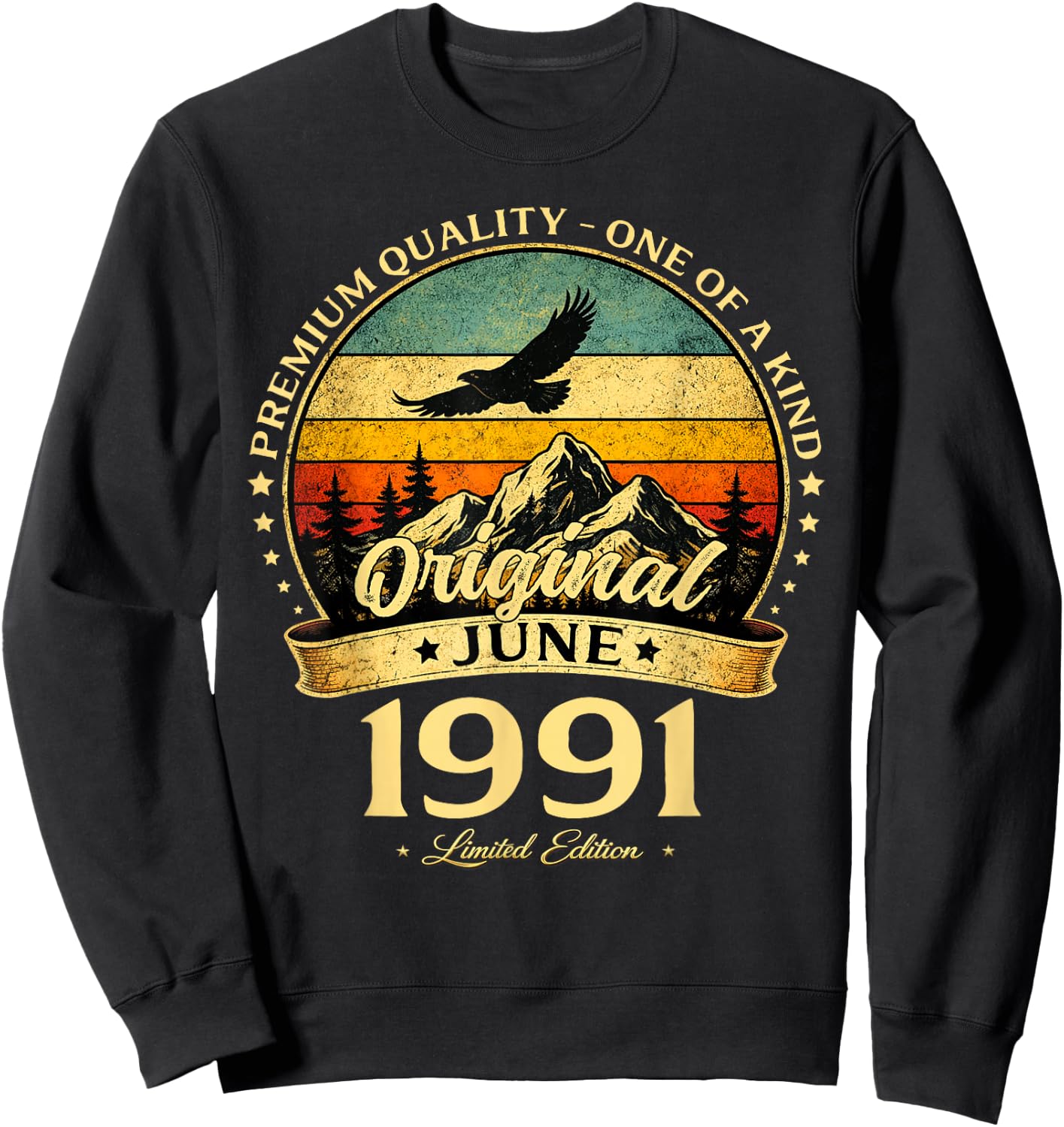 35 Ans Anniversaire Homme Cadeau Juin 1991 Vintage Sweatshirt - Sweatshirt | Black